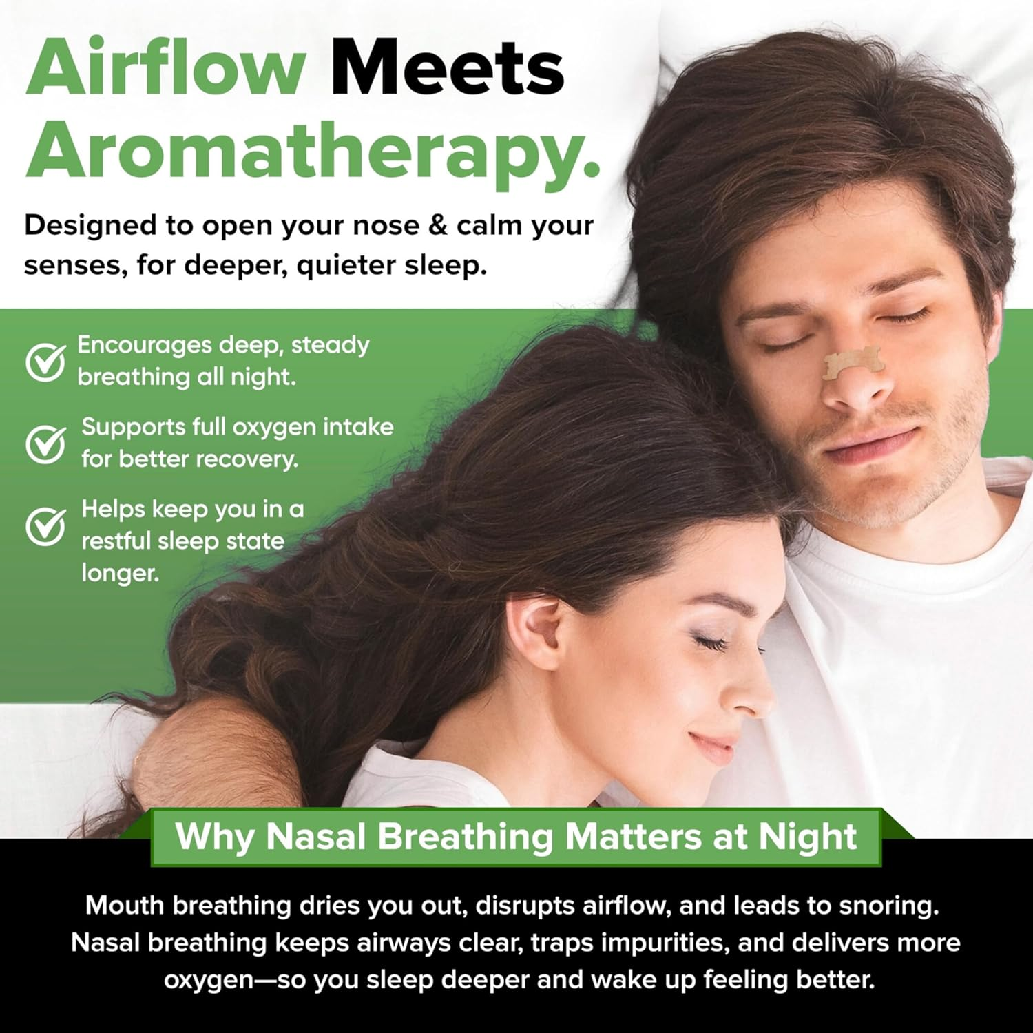 Night Strips &ndash; Eucalyptus (30 Pack) Scented Night Nasal Strips: Gentle Relief for Snoring, Congestion & Mouth Breathing &ndash; Comfort for Sleep, Allergies & Deviated Septum