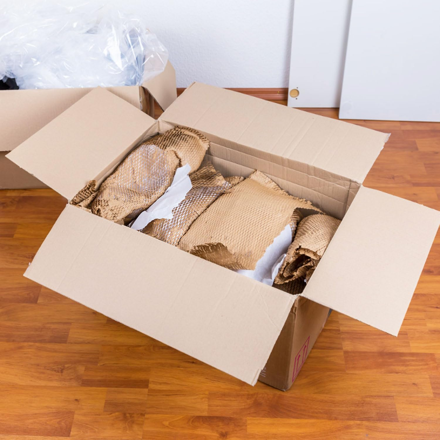 Honeycomb Packing Paper, 20"X394"/ 50X10M, Recyclable and Biodegradable Bubble Cushioning Wrap Roll for Moving Shipping Packaging, Brown Kraft Wrapping Paper Packing Material for Fragile Items image number 6