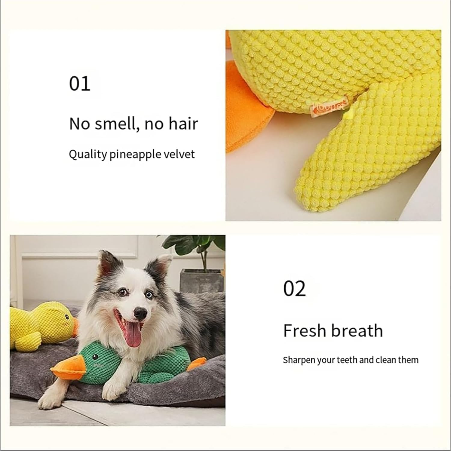 The Mellow Dog Calming Duck Dog Toy,Zentric Quack-Quack Duck Dog Toy,Quacking Duck Toy,Cute No Stuffing Duck with Soft Squeaker,Durable Squeaky Dog Toys (Pink+Yollow,One Size) image number 1