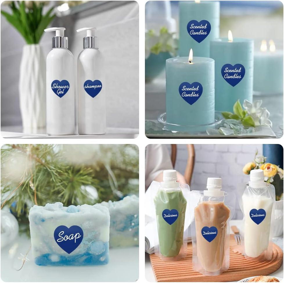 1500 Labels Blue Heart Stickers 1 Inch Heart Coding Shape Paper Labels for Wedding Anniversaries Invitation Envelopes Cute Decals for Water Bottle Packaging(3 Pcs/500 per Roll) - Light Purple image number 7