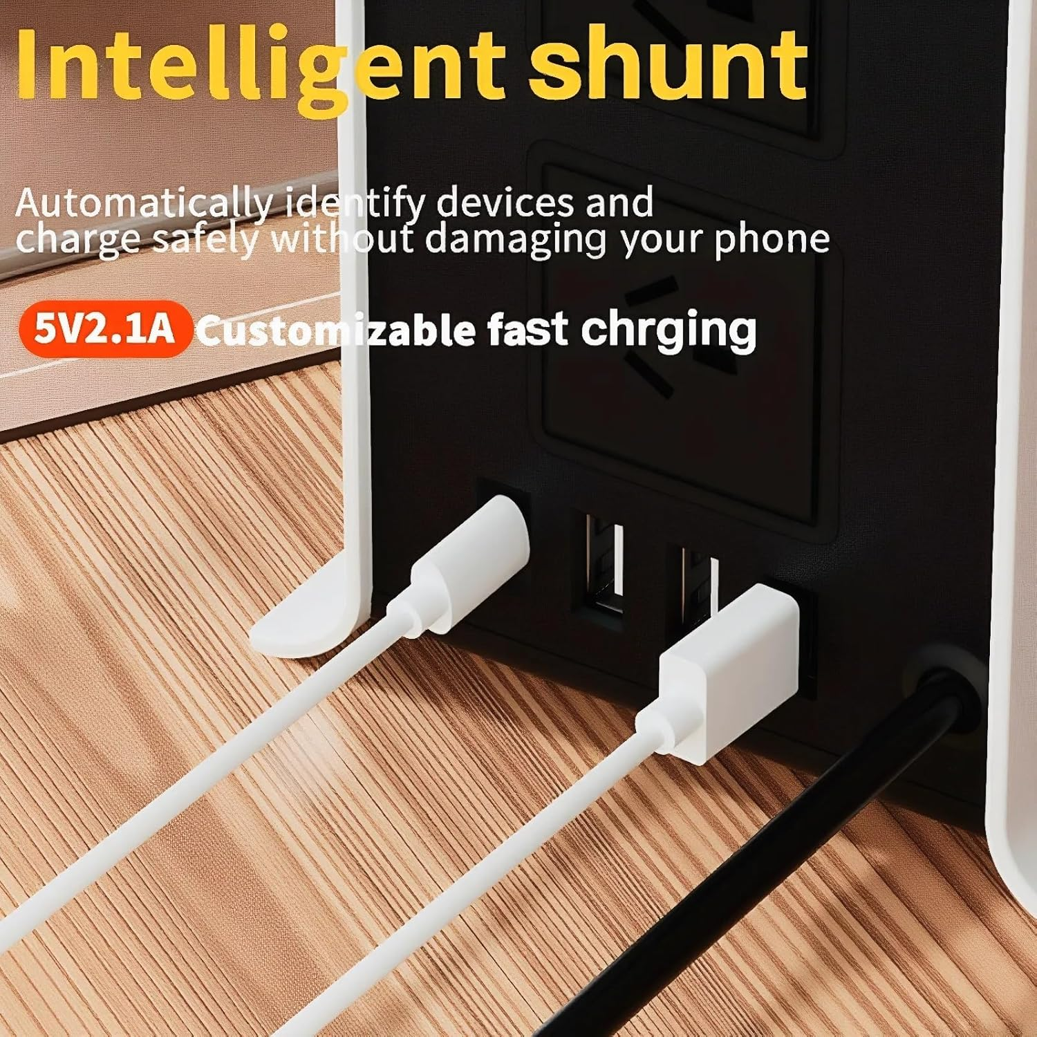 Tower Power Board, Power Strip with 8 AC Outlets and 4 USB Ports(1 USB C), 1050J Surge Protected, 2400W Multiplug Charging Station, 2 M Extension Cord for Home, Office, School