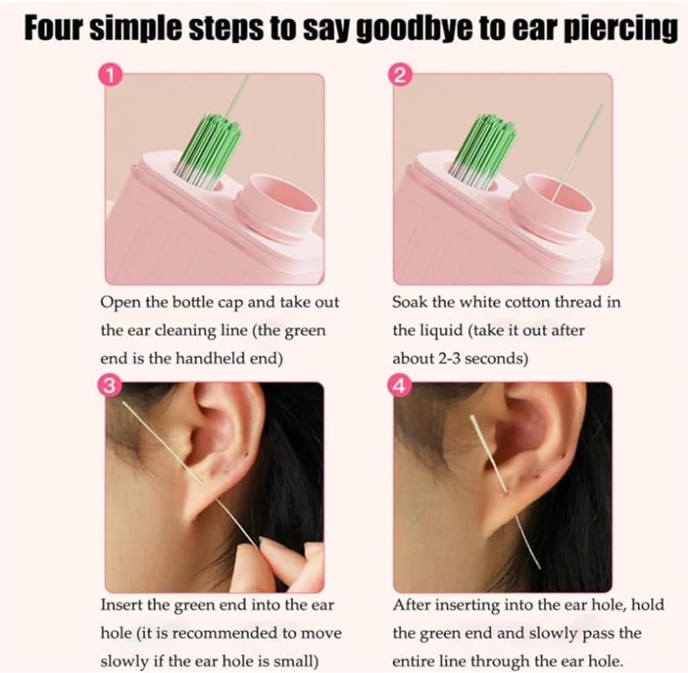 Ear Piercing Cleaning Kit, Ear Piercing Hole Cleaner Floss Kit with 240Pcs, Disposable Aftercare Cleaners, Earrings Hole Cleaner Floss, Ppiercing Aftercare Kits, Quick and Easy Use (Mint) - 2Pc Mint image number 7