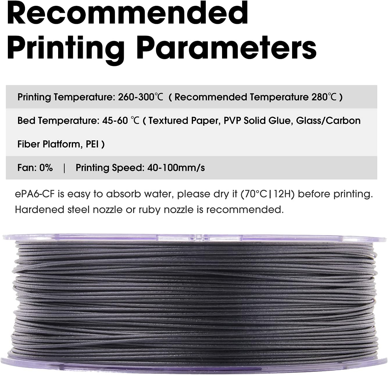 Esun 3D Printing Filament Nylon Carbon Fiber Spool 1.75Mm 0.75KG Dimensional Accuracy +/- 0.05Mm for 3D Printers image number 5