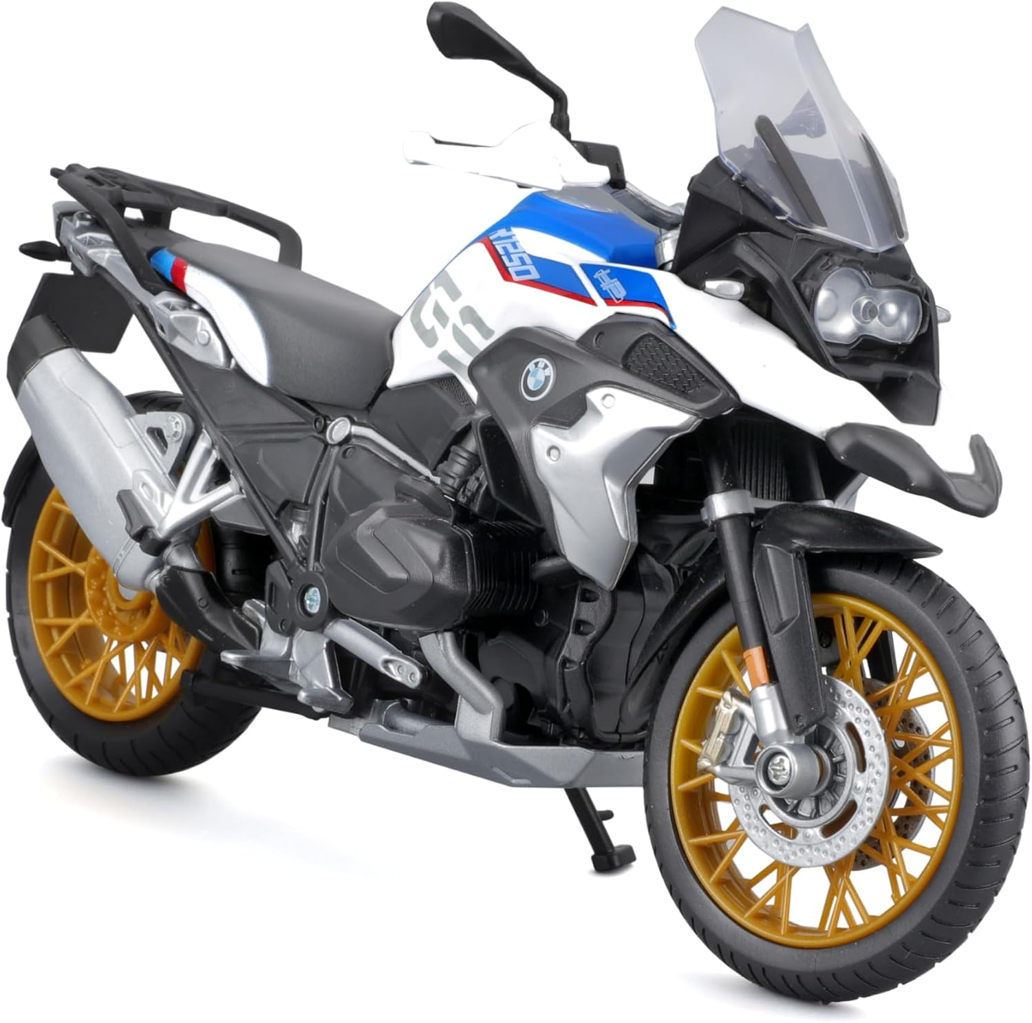 Maisto BMW R1250GS 1:12 Scale Motorcycle Model with Suspension and Fold-Out Side Stand 17 Cm Blue/White (5-20100) image number 1
