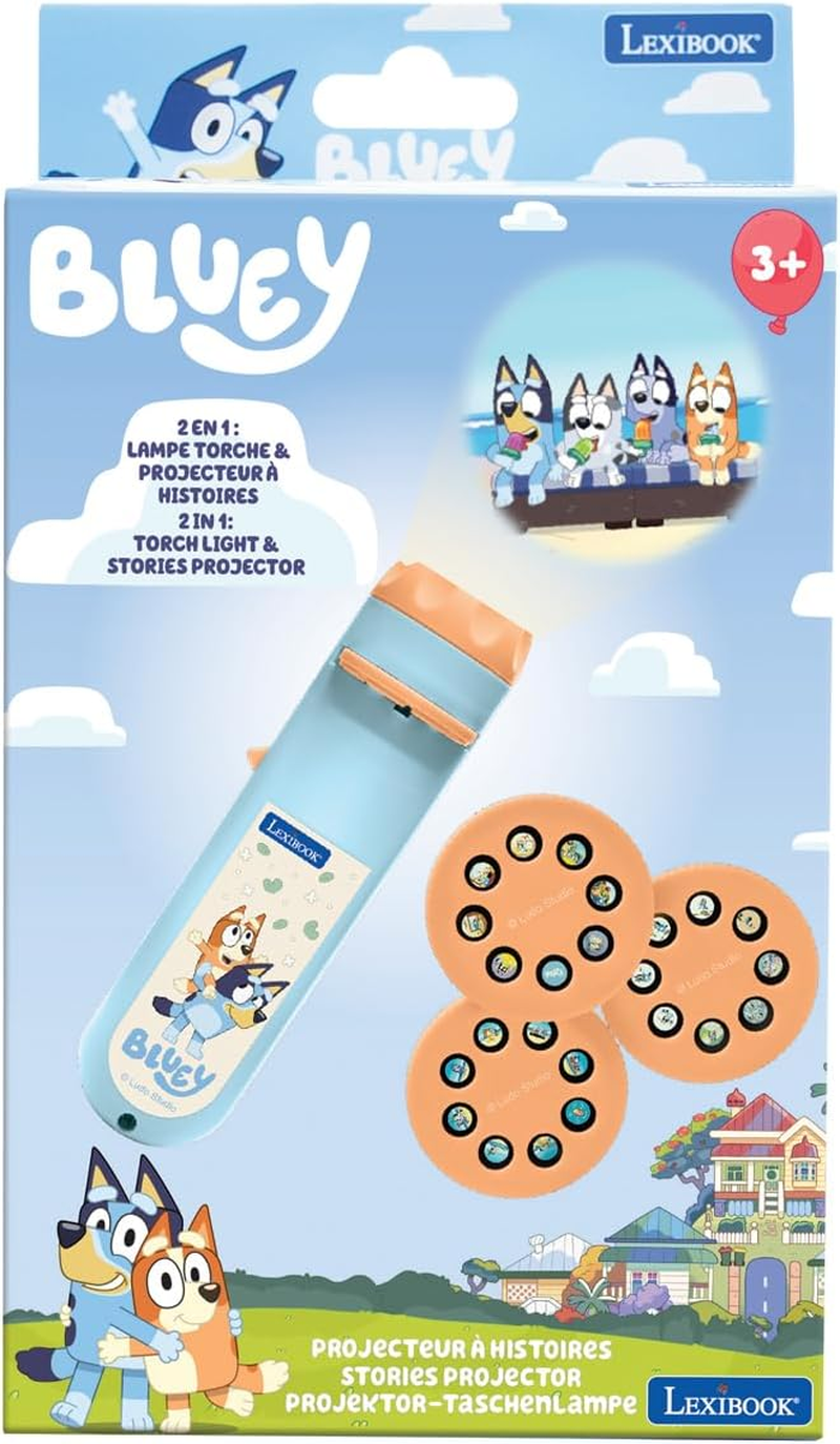 Lexibook, Bluey, Bluey LTC050BYLXB Storyteller Projector and Flashlight, Blue Yellow image number 1