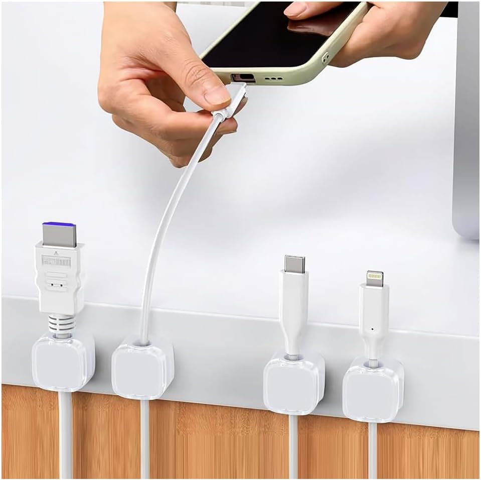 8 Pcs Magnetic Cable Clips Adhesive Cord Management Holder, Charger Cable Tidy Holder Storage Clip, Wire Desk Organizer for Phone, Home Office Kitchen image number 3