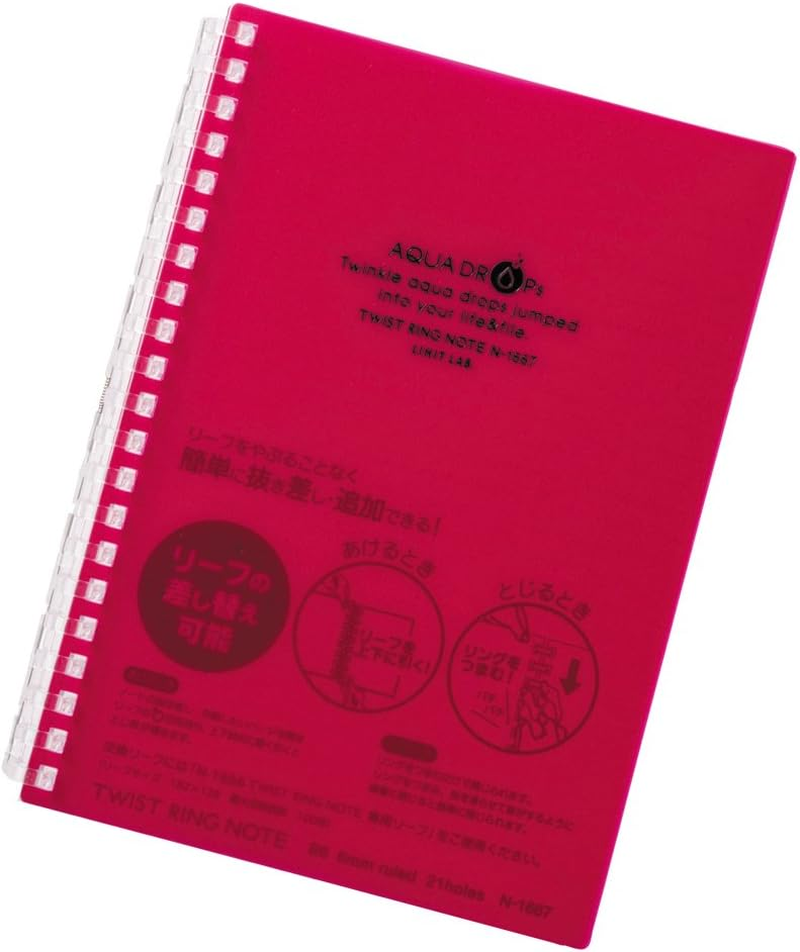 Lihit Lab N1664-8_10 Twist Notebook, A6, 17 Holes, 30 Leaves, Blue, 10 Packs image number 2