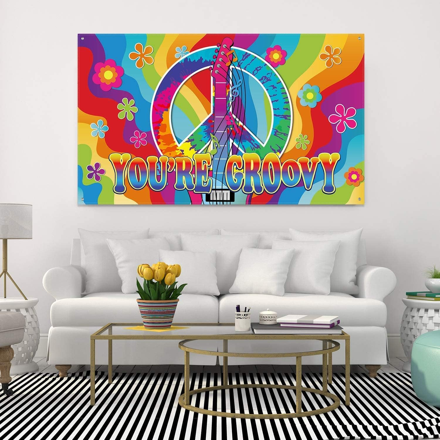 Groovy Sign 60'S Party Scene Setters Wall Decoration 60'S Theme Party Decorations, 60S Photo Backdrop Banner for Hippie Theme Groovy Party image number 5