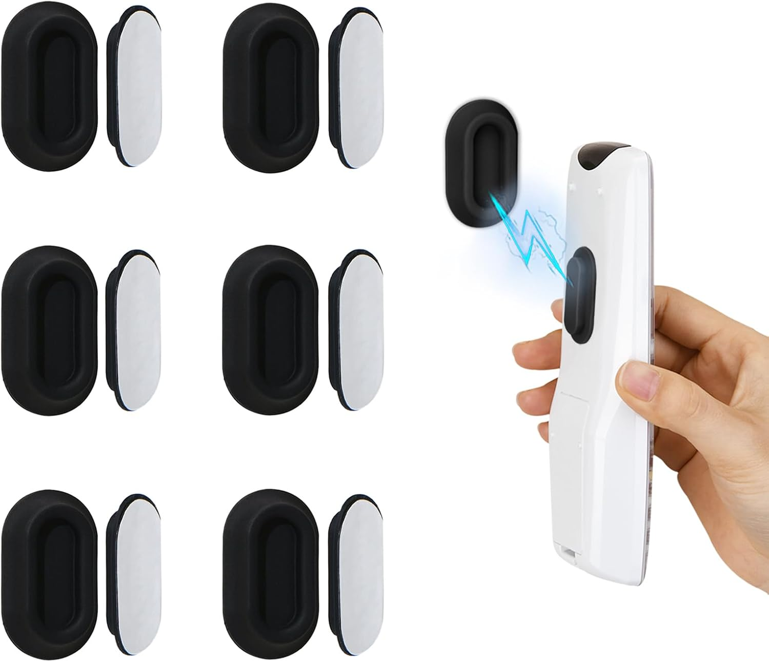 XYOFUN Magnetic Remote Control Holder, Wall Mount, Hole-Free, Pack of 4, Upgrade Self-Adhesive Silicone Remote Control, Organiser for TV Back as Well as Fan and Air Conditioning, Black