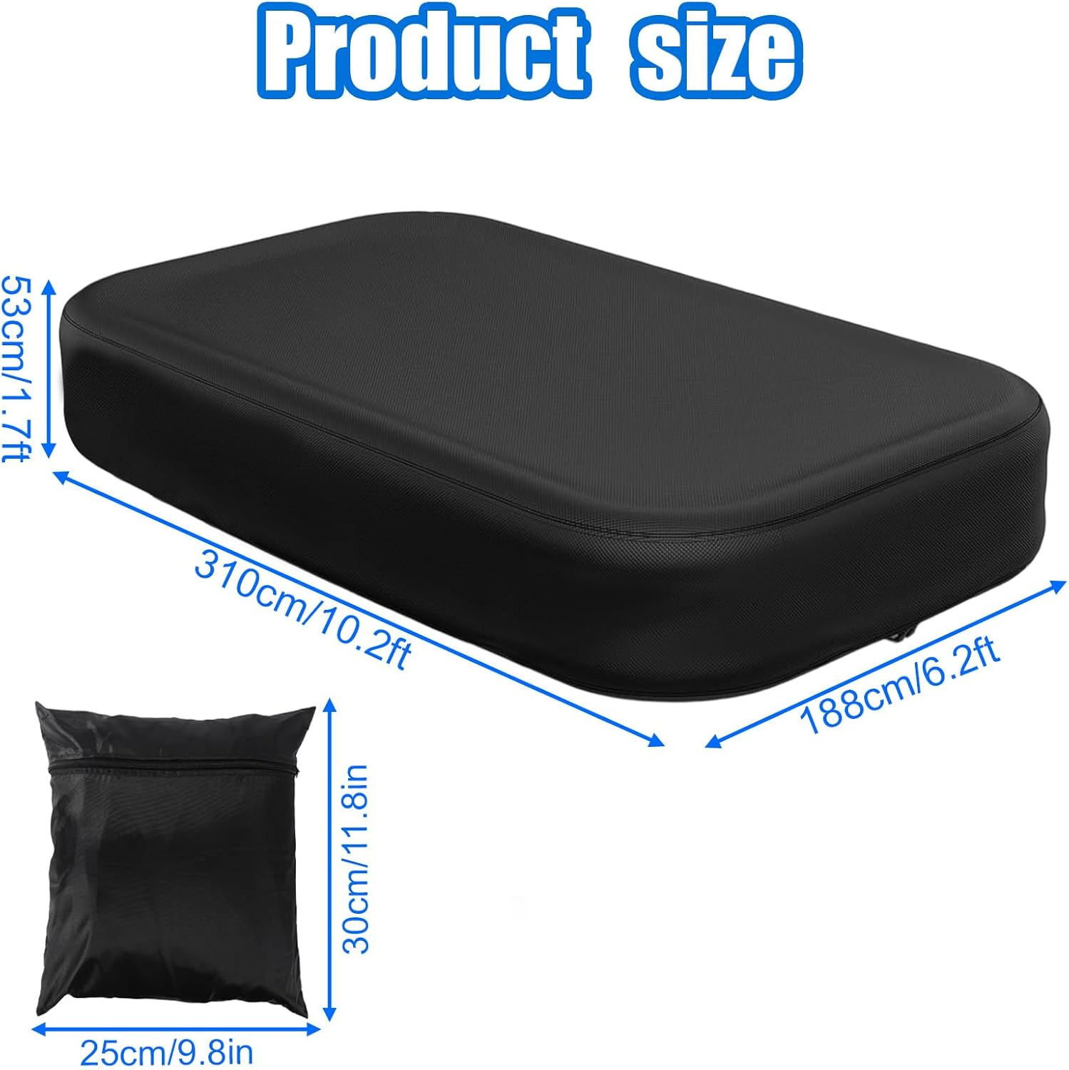 Rectangular Pool Cover for Inflatable Pool, 10.2X6.2X1.7Ft 210D PU Water Proof Oxford Fabric Cover with Elastic Band & Buckle Loop image number 1