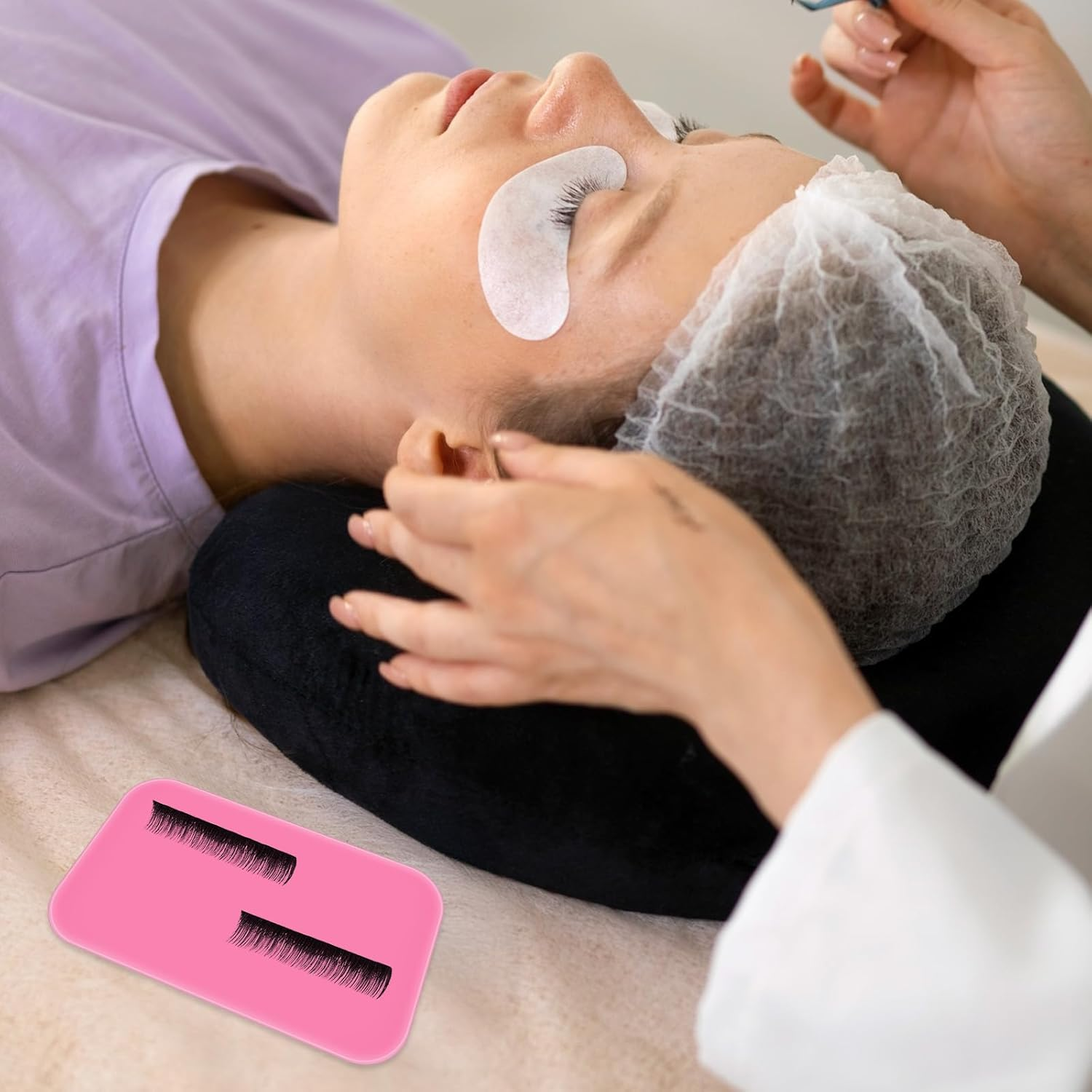 4PCS Silicone Lash Pad Silicone False Eyelash Holder Pads Rectangle Silicones Eyelash Extension Pad Lashes Grafting Gasket Pallet Eyelashes Extension Holder for Women and Lash Extensions Supplies Tool image number 5