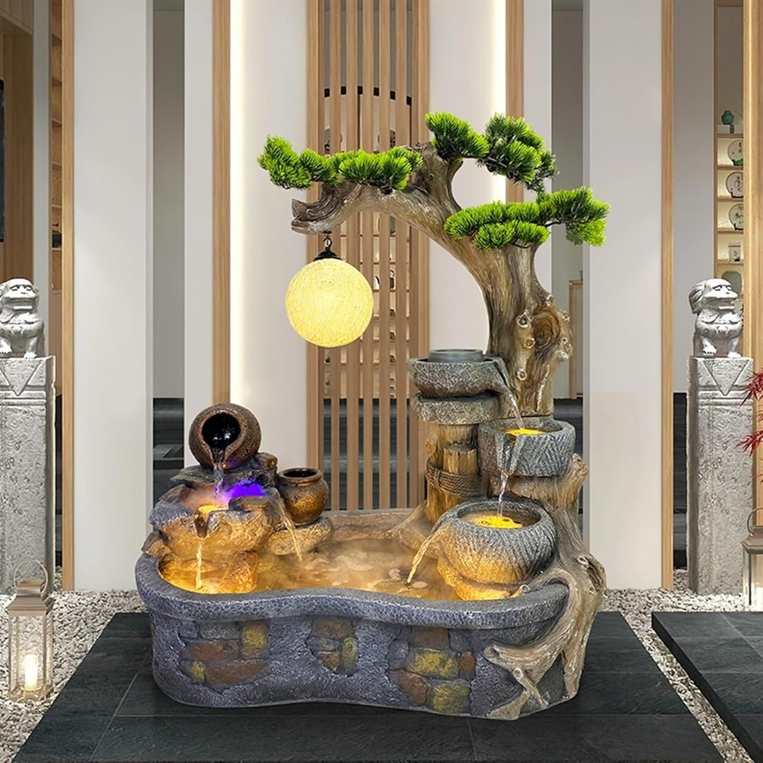 Outdoor Fountain Water Fountain- Indoor Outdoor Floor Standing Fountain Waterfall, Fountains Garden for Patio Backyard Porch Home Art Decor(102 * 55 * 108CM) image number 3