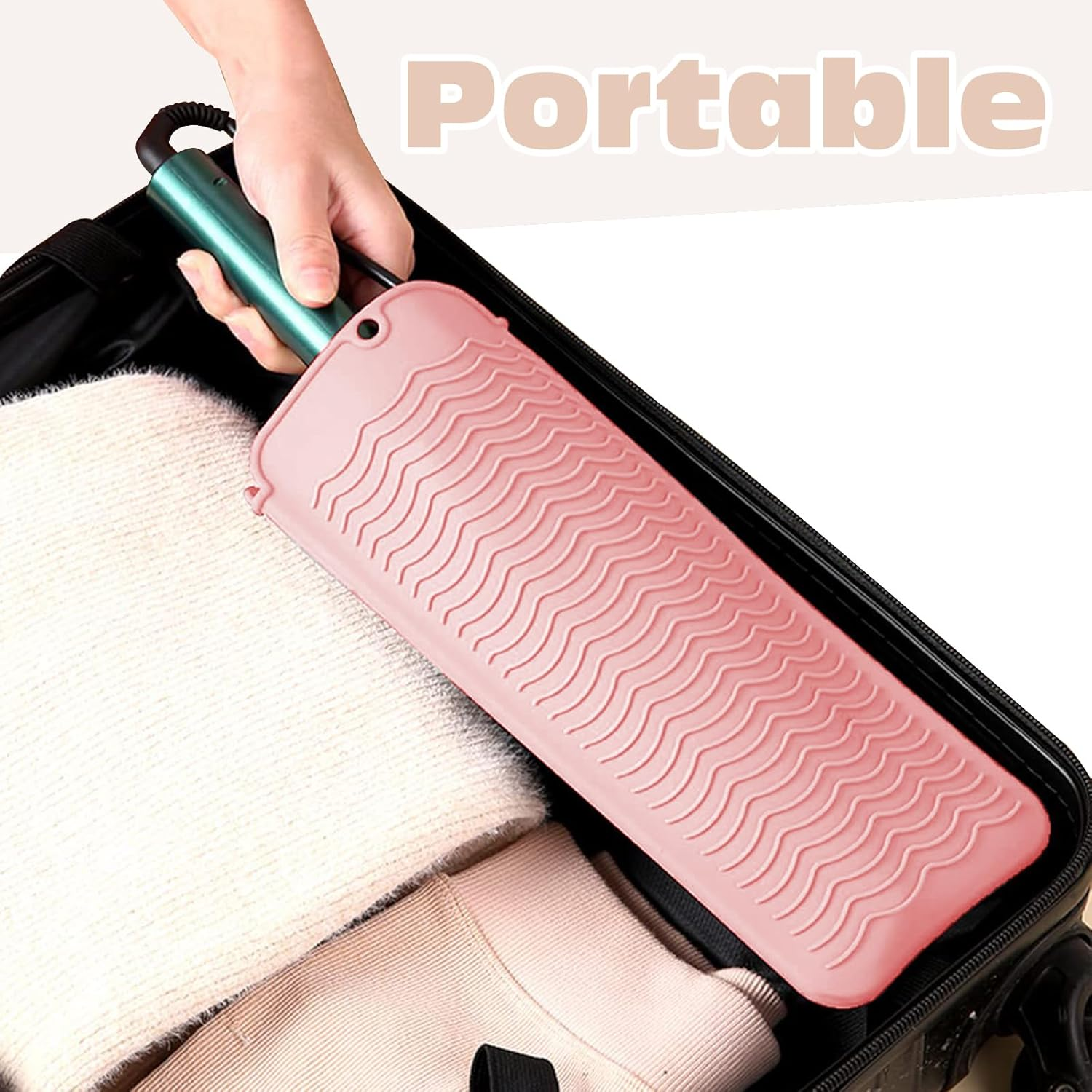 KASESSS Pack of 2 Silicone Mats for Hair Straighteners Curling Irons 2 Sizes Heat Resistant Mat Soft for Straighteners Travel Mat Portable Heat Resistant Mat Bag for Hair Styling Tools image number 6