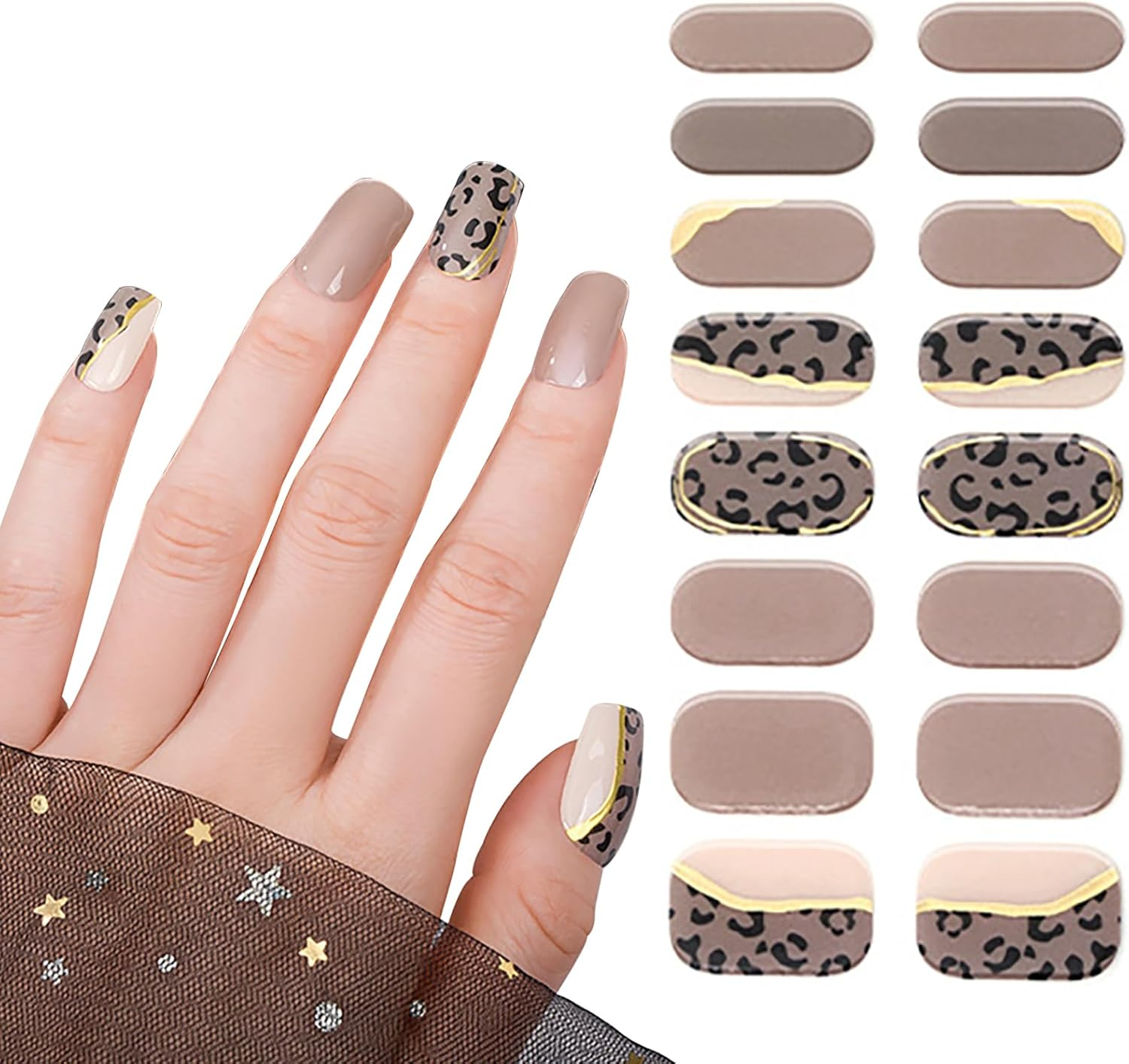 Joyeee Semi Cured Gel Strips, 16Pcs Self Adhesive Stickers, Long Lasting Professional Salon Quality Full Wraps with File, DIY Art Decoration Accessories for Women Girl image number 6