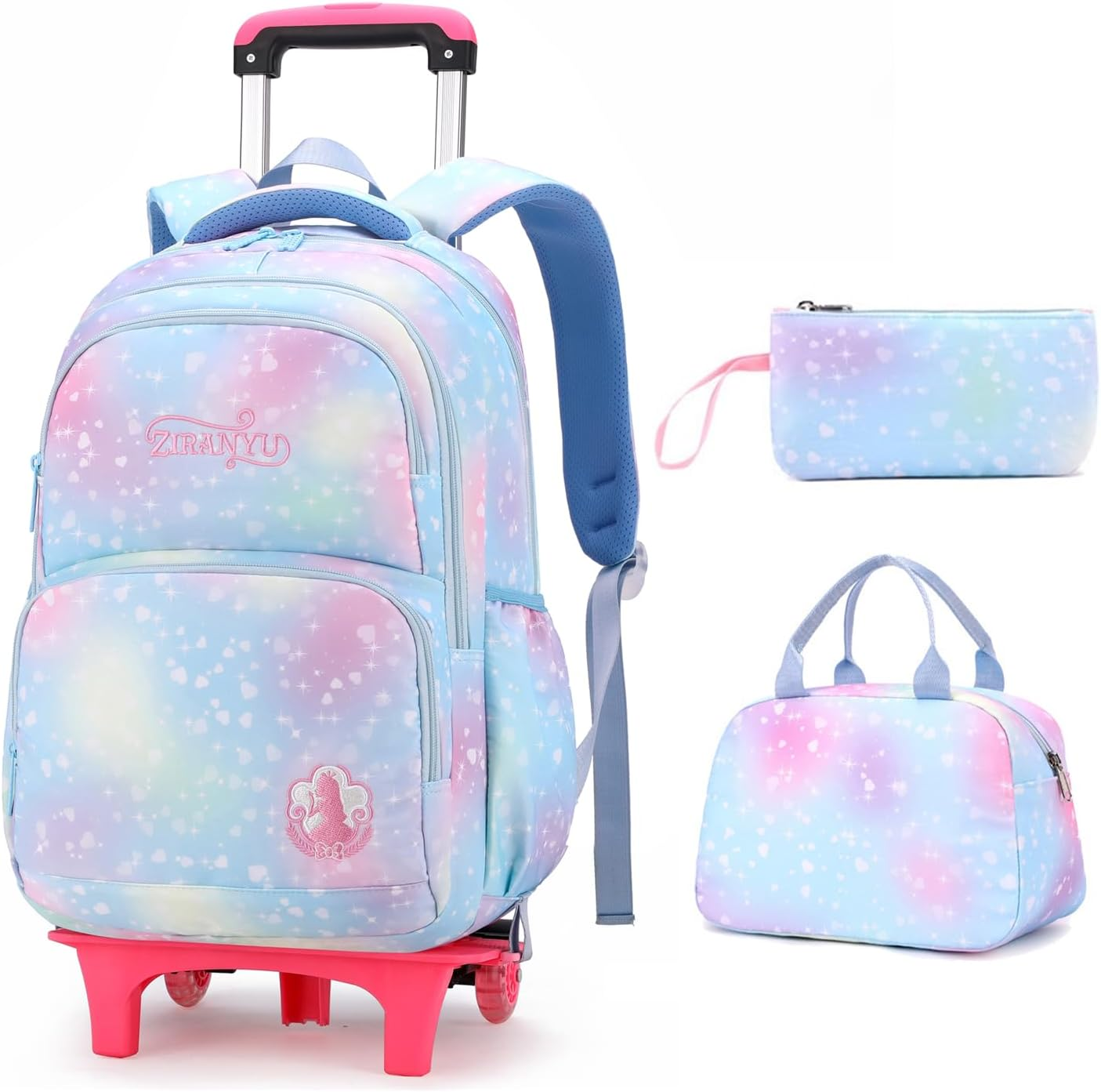 Dream Princess Wind Rolling Backpack for Girls Wheeled Travel Bag Trolley School Bag