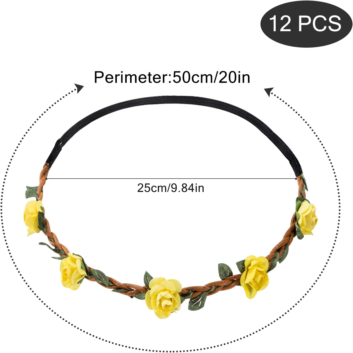 12 X Multi-Coloured Flower Headband for Women and Girls