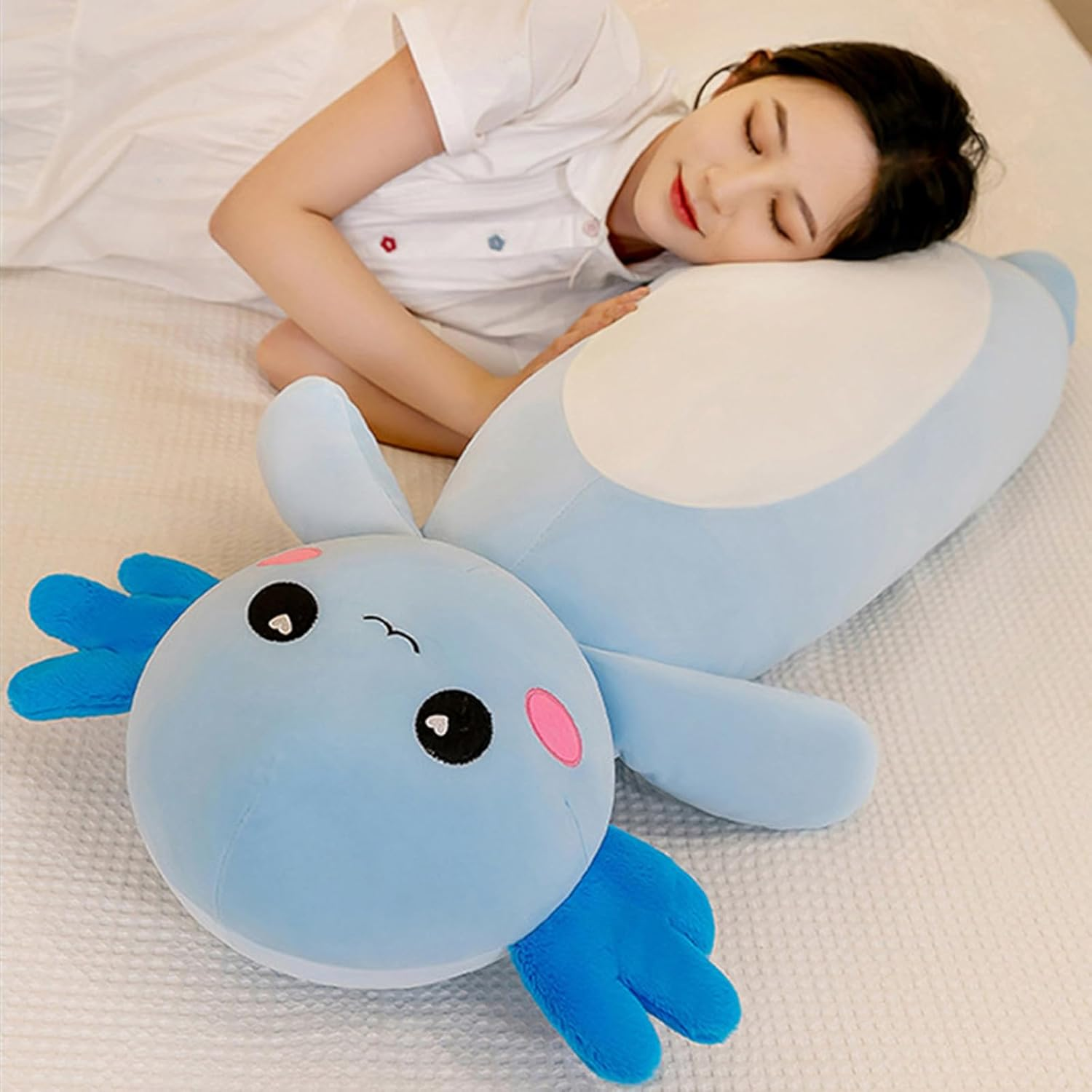 Somao Long Axolotl Plush Pillow, Cute Axolotl Stuffed Animal Body Plush Soft Plushies Doll Toy for Girls Boys(100Cm/39.3Inch,Blue) image number 3