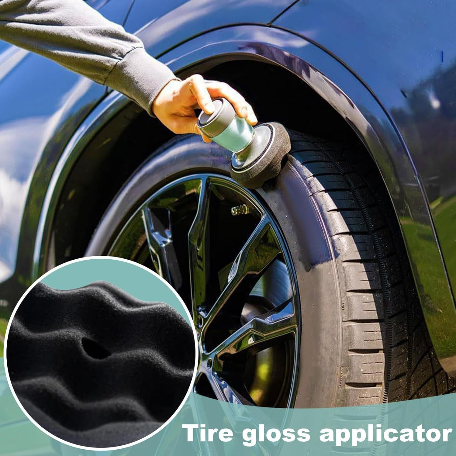 Tire Shine Applicator - Reusable Tire Hex Grip Applicator | Efficient Sponge No Drip Detailing Portable Automotive Tool for Wash Garage Workshop Maintenance Outdoor Home Repair Driveway image number 5