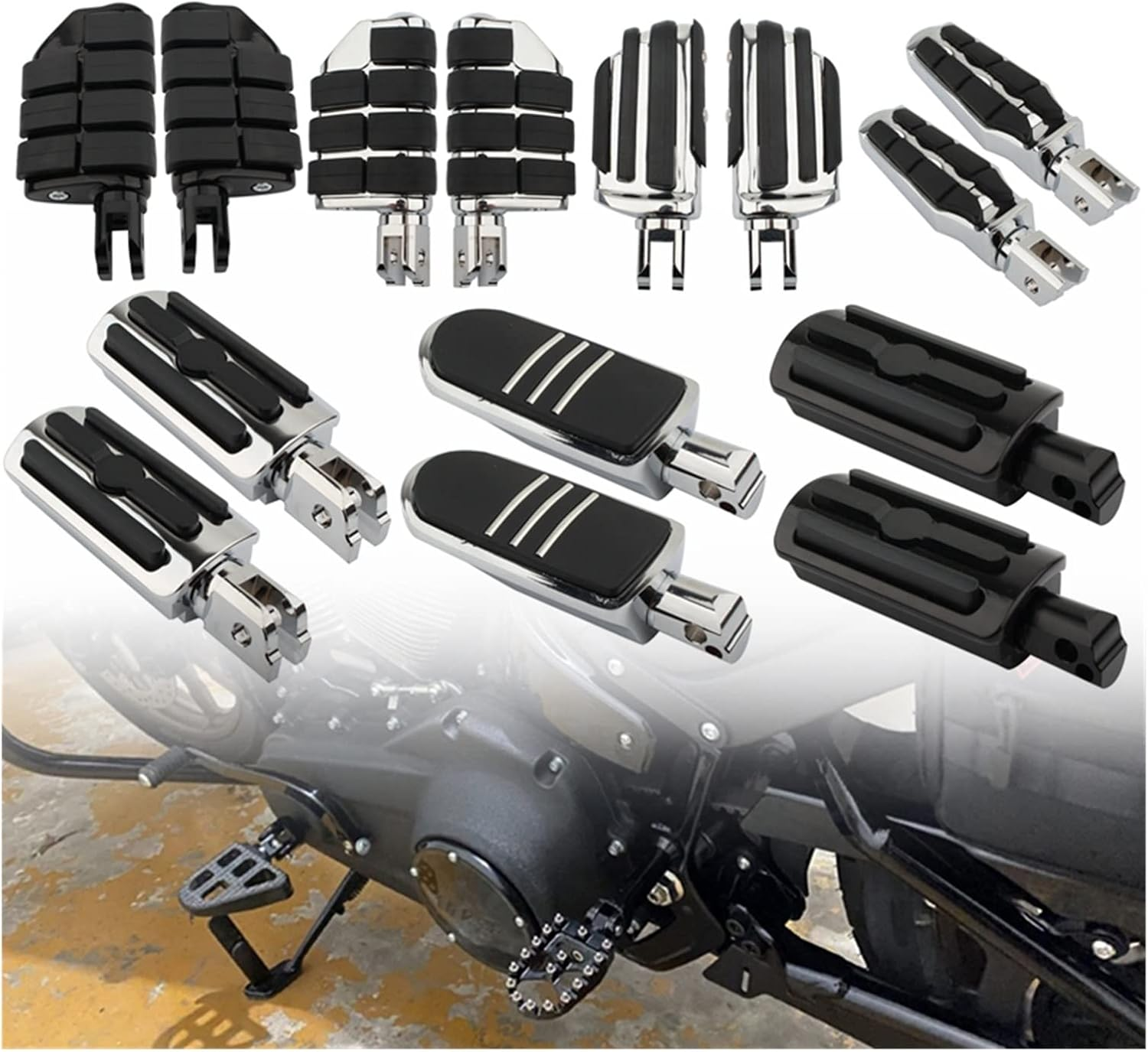 TRUSTTWO Motorcycle Driver Passenger Front/Rear CNC Compatible with Harley Softail Fat Bob Breakout Street Bob 2018-2021 the New (Color : E Front Black)