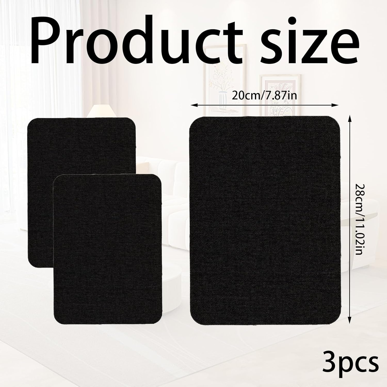 3Pcs Leather Repair Patch Flax Self Adhesive Leather Repair Patches Black Car Seat Repair Kit Fabric Tents Furniture Sofa Repair Patch Leathers Glue for Sofa Patches Tape 20X28Cm