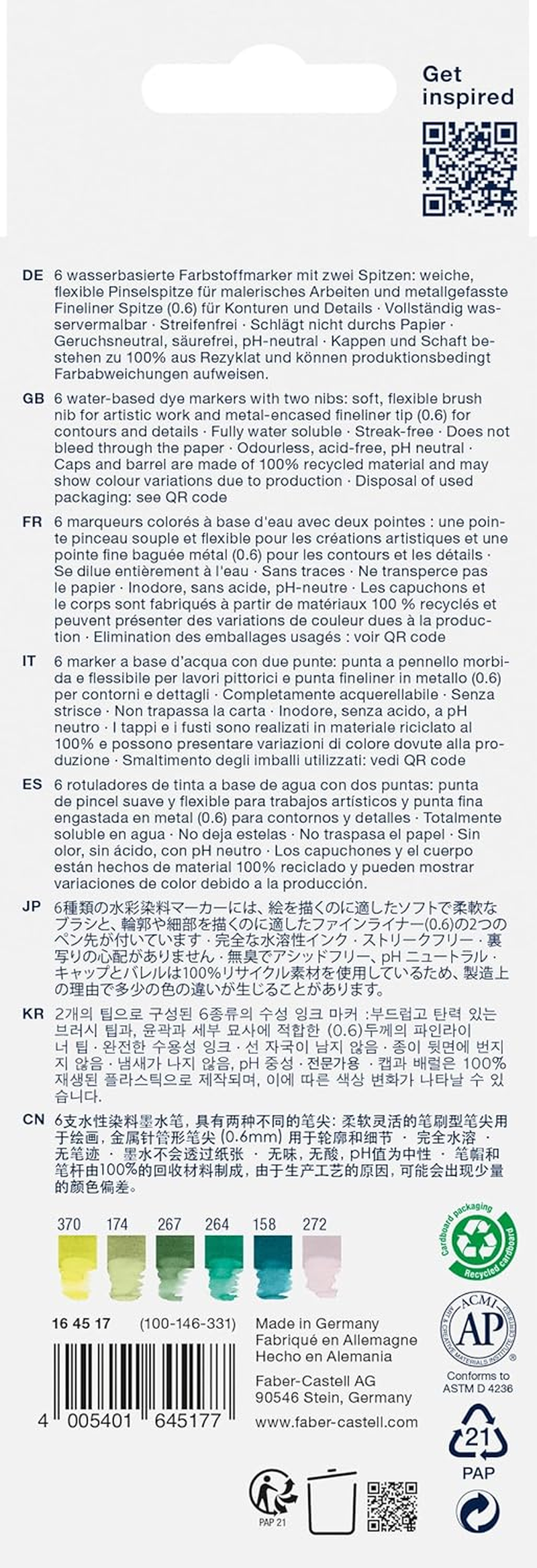 Faber-Castell 164517 Goldfaber Aqua Dual Markers Lettering Set, Jungle (Pack of 6) image number 2