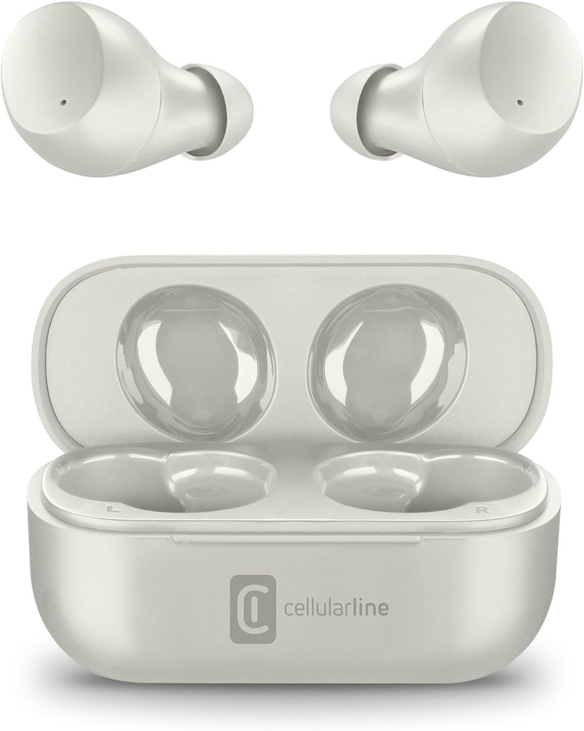Cellularline Wink - Universal - Bluetooth 5.0 Hifi Stereo Earbuds with Charging Case - Total Autonomy of 25 Hours - 2 Hours Charging Time - 10 Meter Range - Grey image number 1
