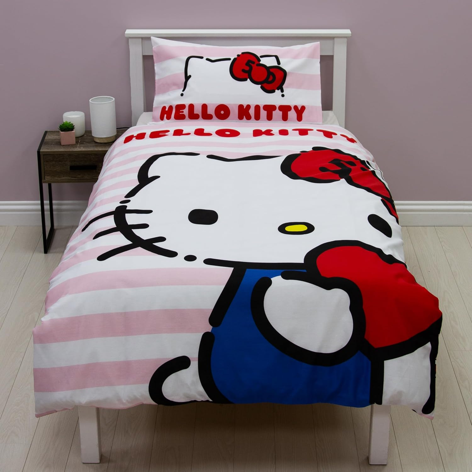 Hello Kitty Officially Licensed Hello Design Single Duvet Cover Set | Reversible 2 Sided Cat Bedding Including Matching Pillow Case | Perfect for Kids Bedroom | Polycotton image number 5
