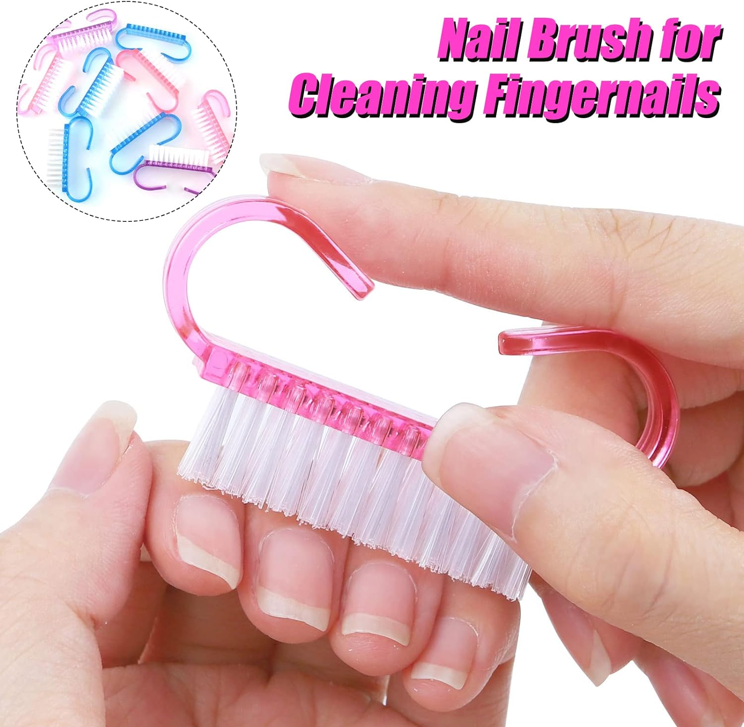 RETON 24 Pcs Handle Grip Nail Brush, Nail Brushes Fingernail Scrub Cleaning Brushes for Toes and Nails Cleaner, Pedicure Manicure Brush for Women Men Girls (Multicolor) image number 4