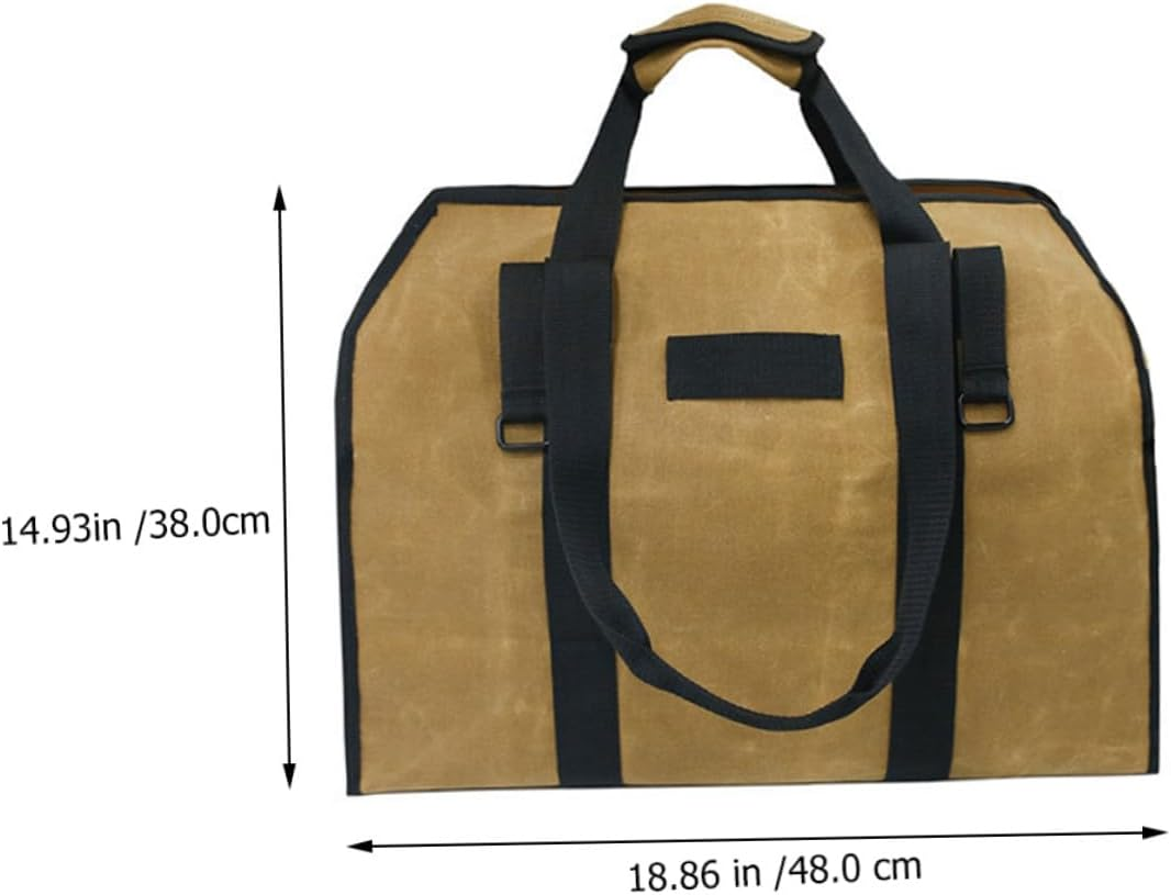 Capacity Waxed Canvas Log Tote Firewood Carrier Bag with Handles and Metal Buckle for Outdoor Camping Indoor Firewood Storage and Transport image number 4
