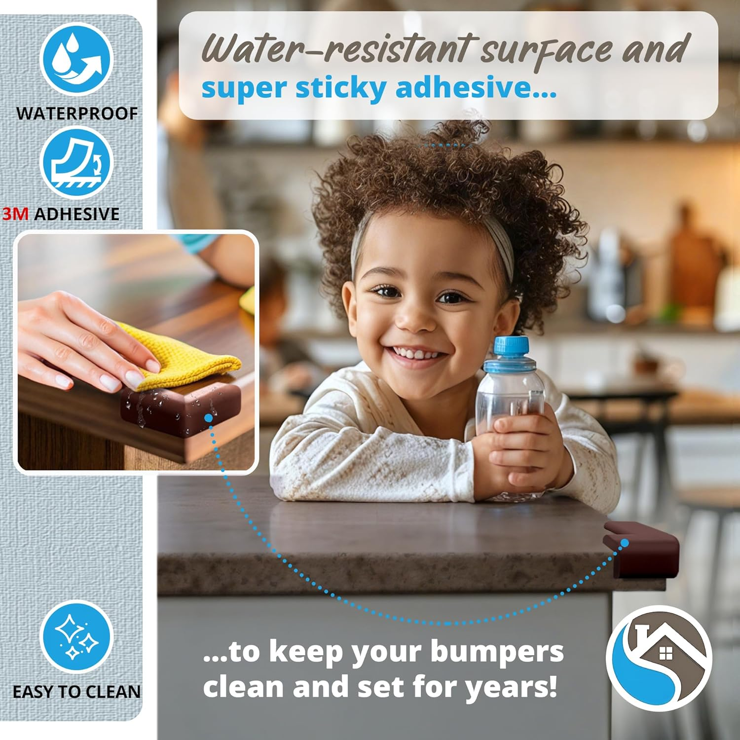 8-Pack Corner Protectors Baby Proof, Furniture Corner and Edge Safety Bumpers, Soft Rubber Foam Cushion Covers, 3M Taped Corner Guards, Baby Child Proofing Pads, Table Corner Protectors, Brown image number 1