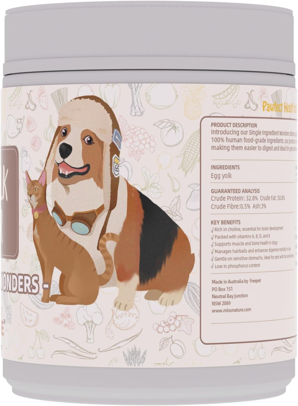 Mio'S Nature Egg Yolk Powder 120G - Brain Development, Managing Hairballs and Enhances Digestive Motility image number 1