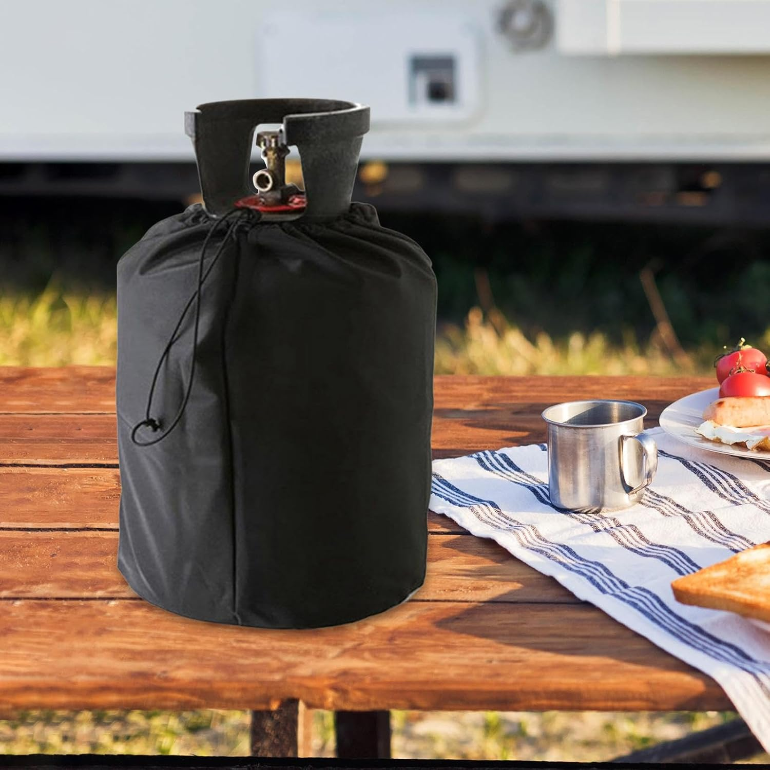 Gas Tank Bags Gas Tank Cover Can Bag Waterproof Drawstring Dust Cover Storage Bag Gas Bottle Cover for Camping Outdoor Work image number 2