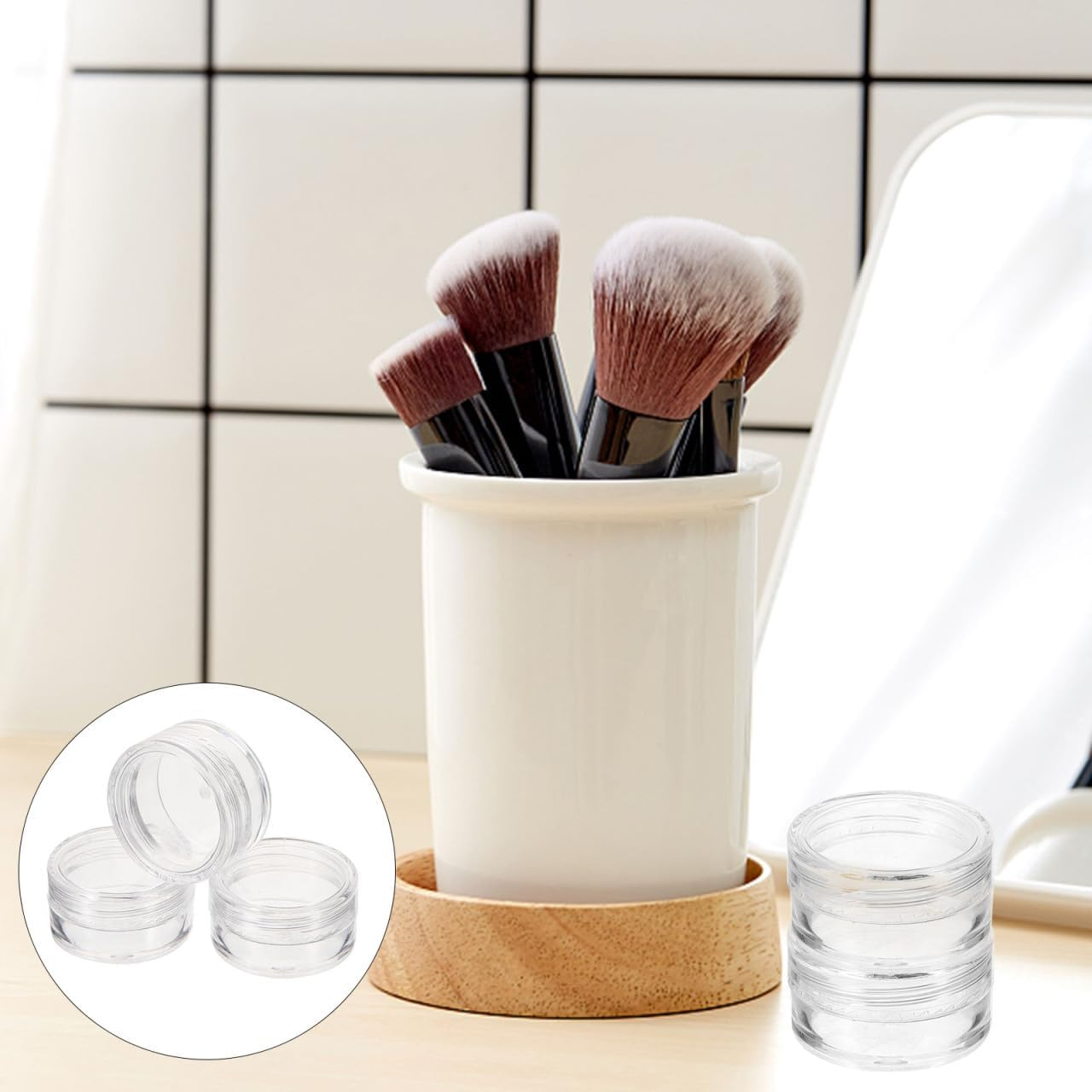 Baluue 20 Pieces Sample Containers with Lids, Clear Plastic Cosmetic Containers Refillable Sample Jars Portable for Creams Lotion Liquid Storage, 5 Gram - Transparent image number 5