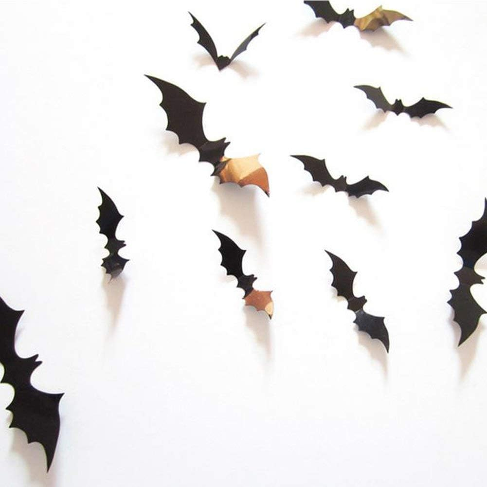 Weforu 120Pcs/Lot 3D DIY PVC Black Bat Wall Sticker Room Home Decor Art Halloween Decoration Gift Removable Wall Decals image number 4