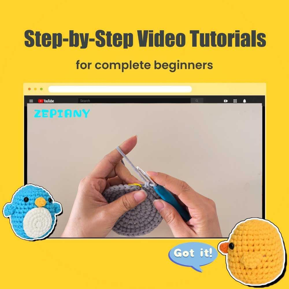 Crochet Kit for Beginners, Crochet Animal Kit, Beginner Crochet Kit Crochet Kits with Step-By-Step Video Tutorials image number 2