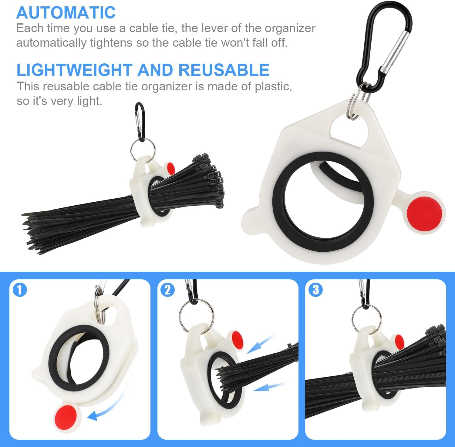 5Pcs Zip Tie Organizer, Premium Plastic Ziptie Holder Lightweight and Reusable Cable Tie Holder Tightener Keeper Bracket Tool for Easy Management and Storage image number 3