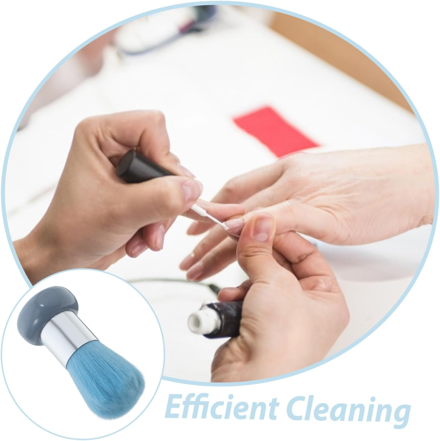 VICASKY Ergonomic Handle Nail Dust Brush Soft Bristles Fingernail Brush for Nail Art Cleaning image number 3