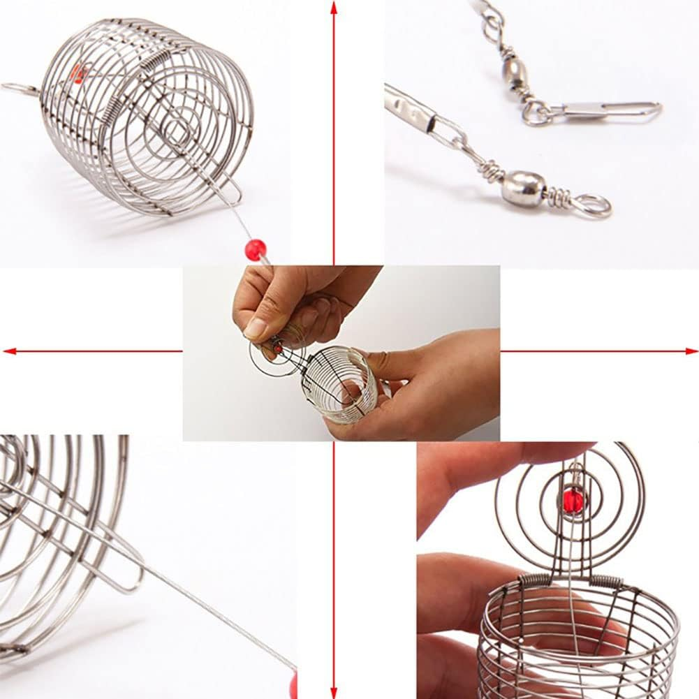 Fishing Bait Trap Cage, Stainless Steel Fishing Trap Basket Feeder Holder Perch Traps for Bait Fishing Tools Lure Cage Accessories for Fishing Enthusiasts, Medium image number 2