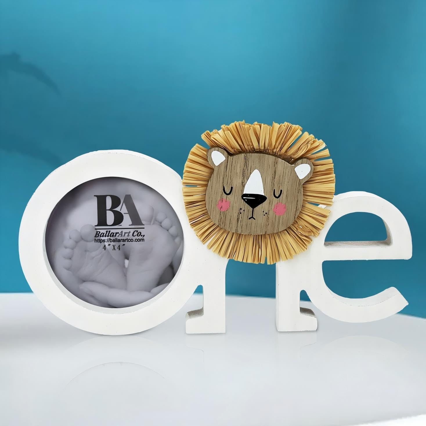 Ballarart CO Baby Photo Frame - Cute Lion Baby Picture Frame, Personalized Newborns Baby Shower Birthday Gift with 5X3.5" Picture Slot, Nursery Wall Decor image number 3