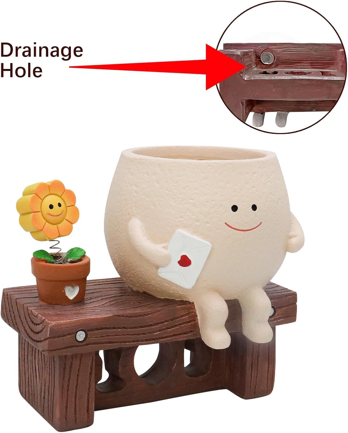 Cute Smiley Face Pot Funny Resin Head Planter Unique Succulent Pots String of Pearls Plant Indoor Outdoor Plants，Ideal Mother'S Day and Christmas image number 1