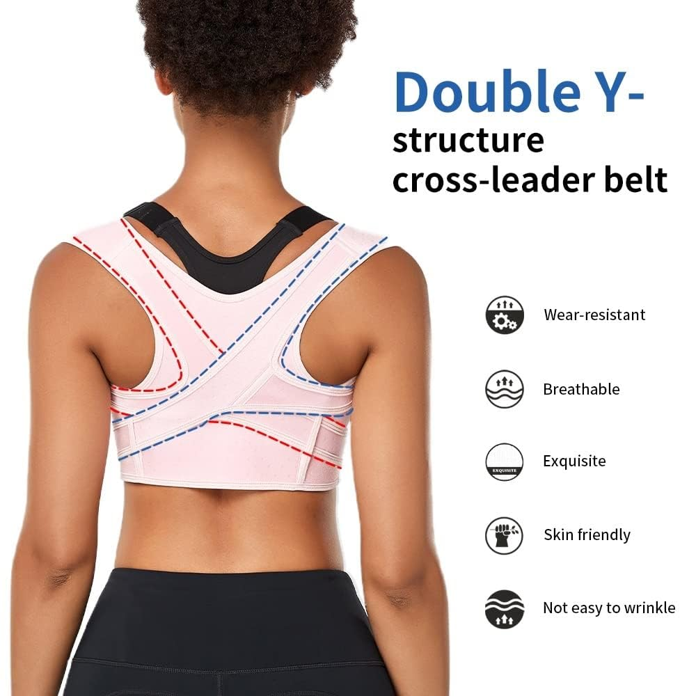 Seamless Upper Back Brace Invisible Posture Corrector Women Men Adjustable Hunchback Correction Belt for Clavicle Support and Providing Pain Relief from Neck, Shoulder (Skin, XL) image number 5