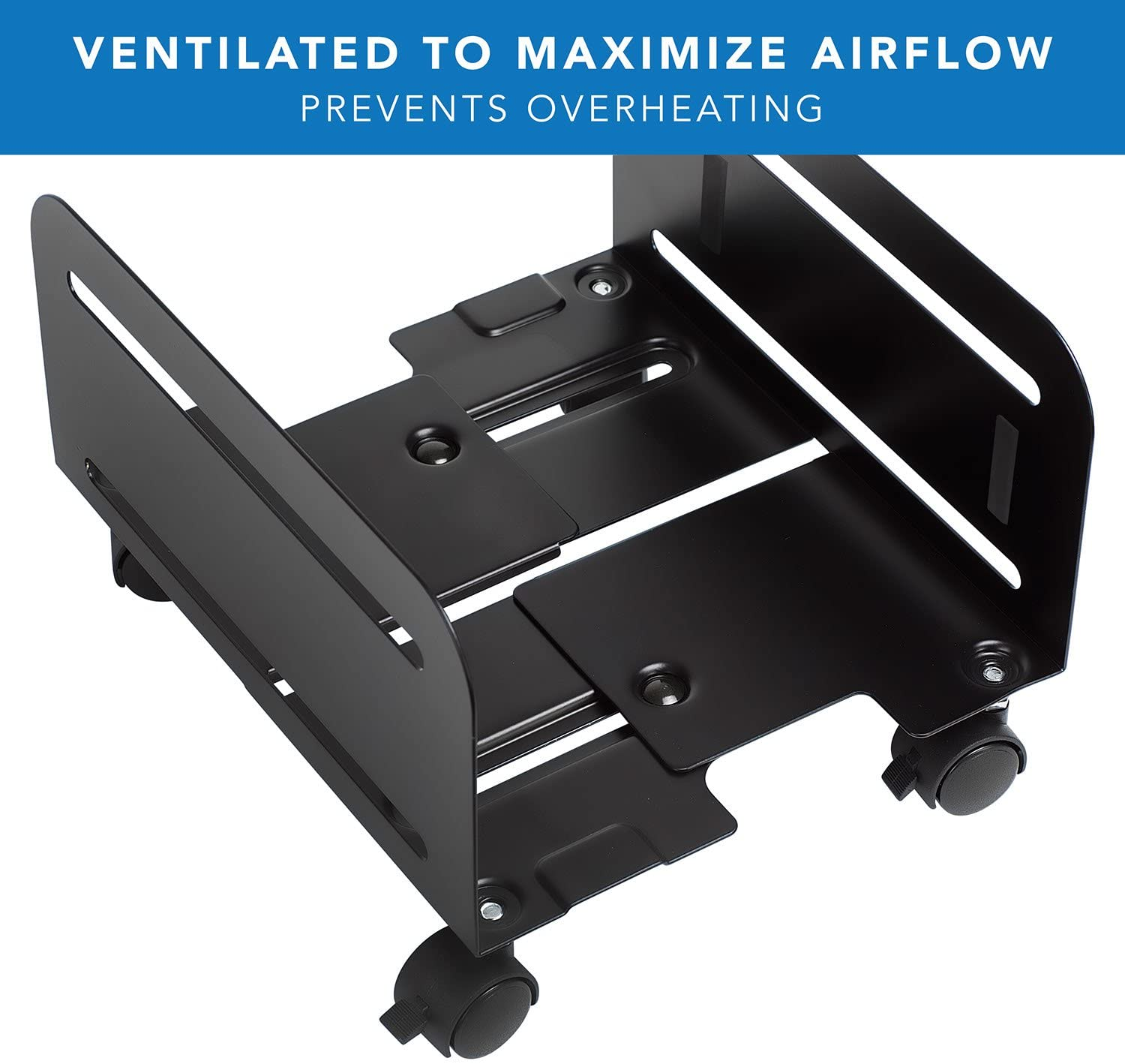 Mount-It! Rolling CPU Stand with Wheels, Heavy Duty Desktop Computer Tower Cart with Ventilation and Adjustable Width from 4.87 to 8.5 Inches, Steel&hellip; image number 4