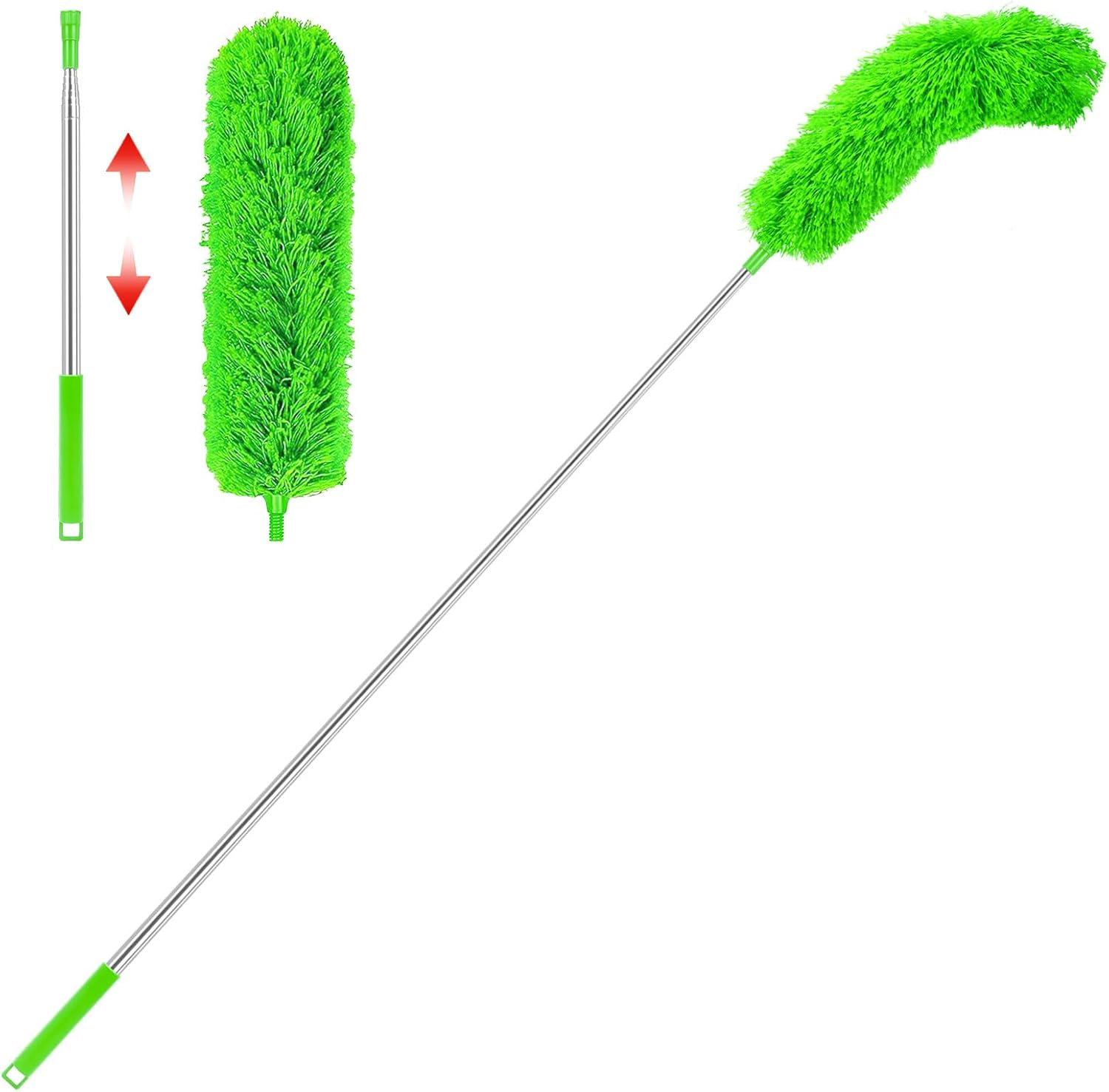 Ruaizel 8.2Ft Gutter Cleaning Tool from Ground, Adjustable Length Roof Gutter Cleaner Tools with Telescopic Pole, Telescopic Gutter Brush for Villas Townhouses Garden Leaves Ditch (Grey)