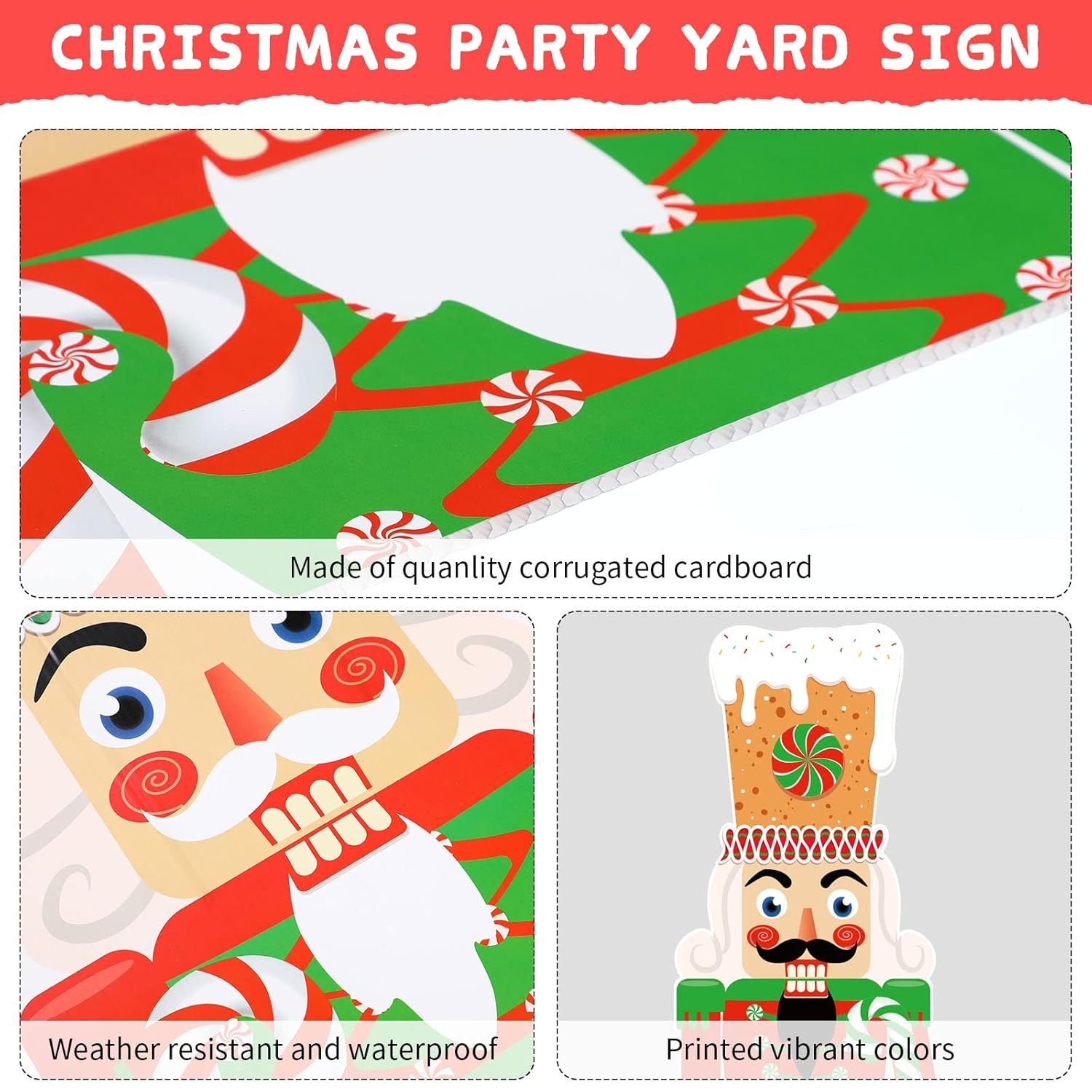 Capoda 2 Pcs Classic Multicolor Plastic Nutcracker Christmas Yard Signs, 39 X 13 Inches, Includes 16 Plastic Stakes image number 5