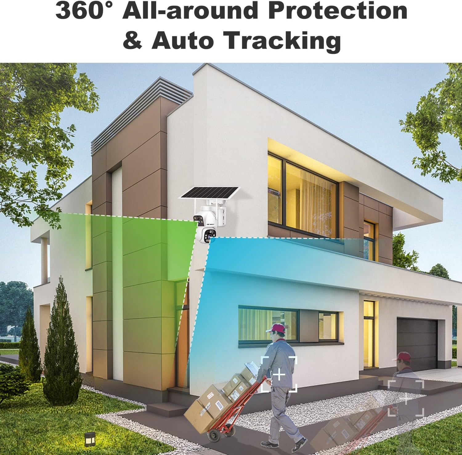 GENBOLT Solar Wifi Security Camera Outdoor Wireless, 8W 15600Mah Battery Powered Home Surveillance Camera CCTV with Dual View, Dual Lens Spotlight IP Camera with Color Night, PIR Detection image number 1