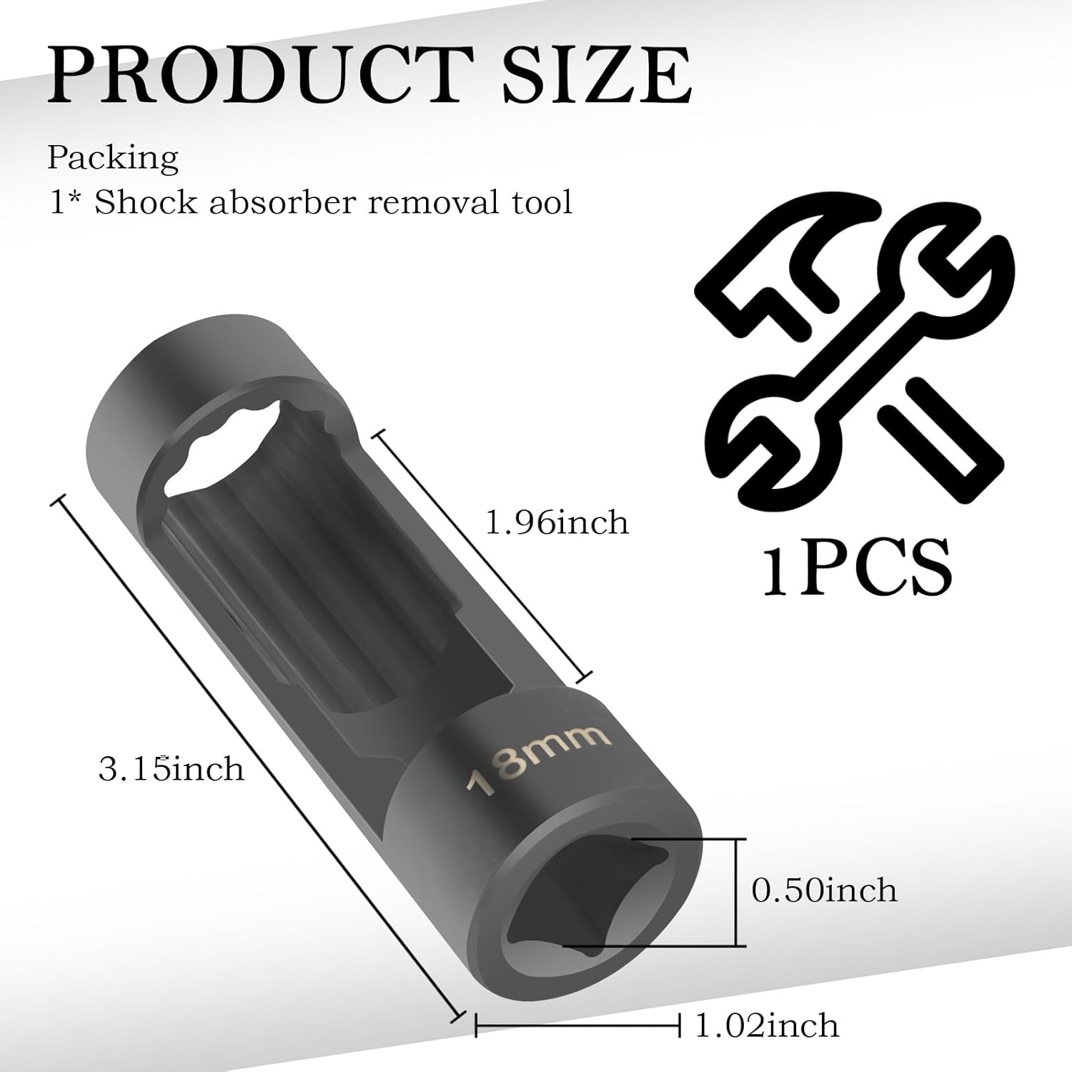18Mm Shock Absorber Socket for Removal of Shock Absorbers Nut,Strut Nut Socket with 12 Point 1/2" Drive Compatible with Cars,Suvs,Trucks,Portability Suspension Tools Strut Sockets