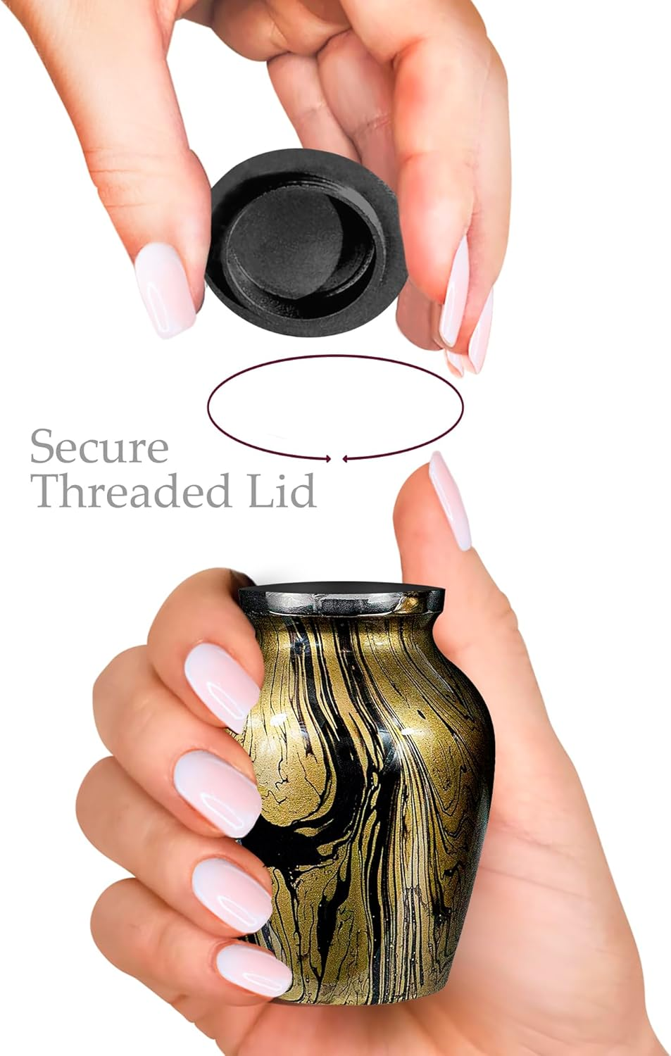 Desert Sands Beautiful Small Mini Keepsake Urn for Human Ashes - Qnty 1 - with a Lovely Gold and Black Finish That Will Bring You Comfort and Peace - with Velvet Case image number 2