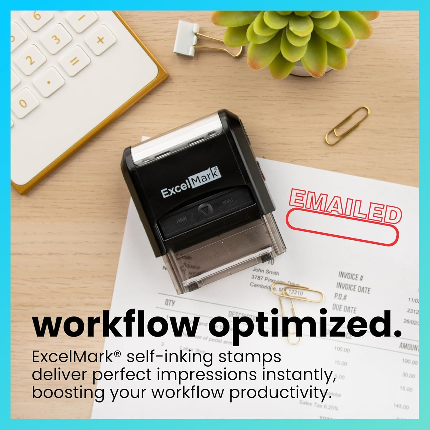 Excelmark Emailed Self Inking Rubber Stamp - Red Ink image number 2