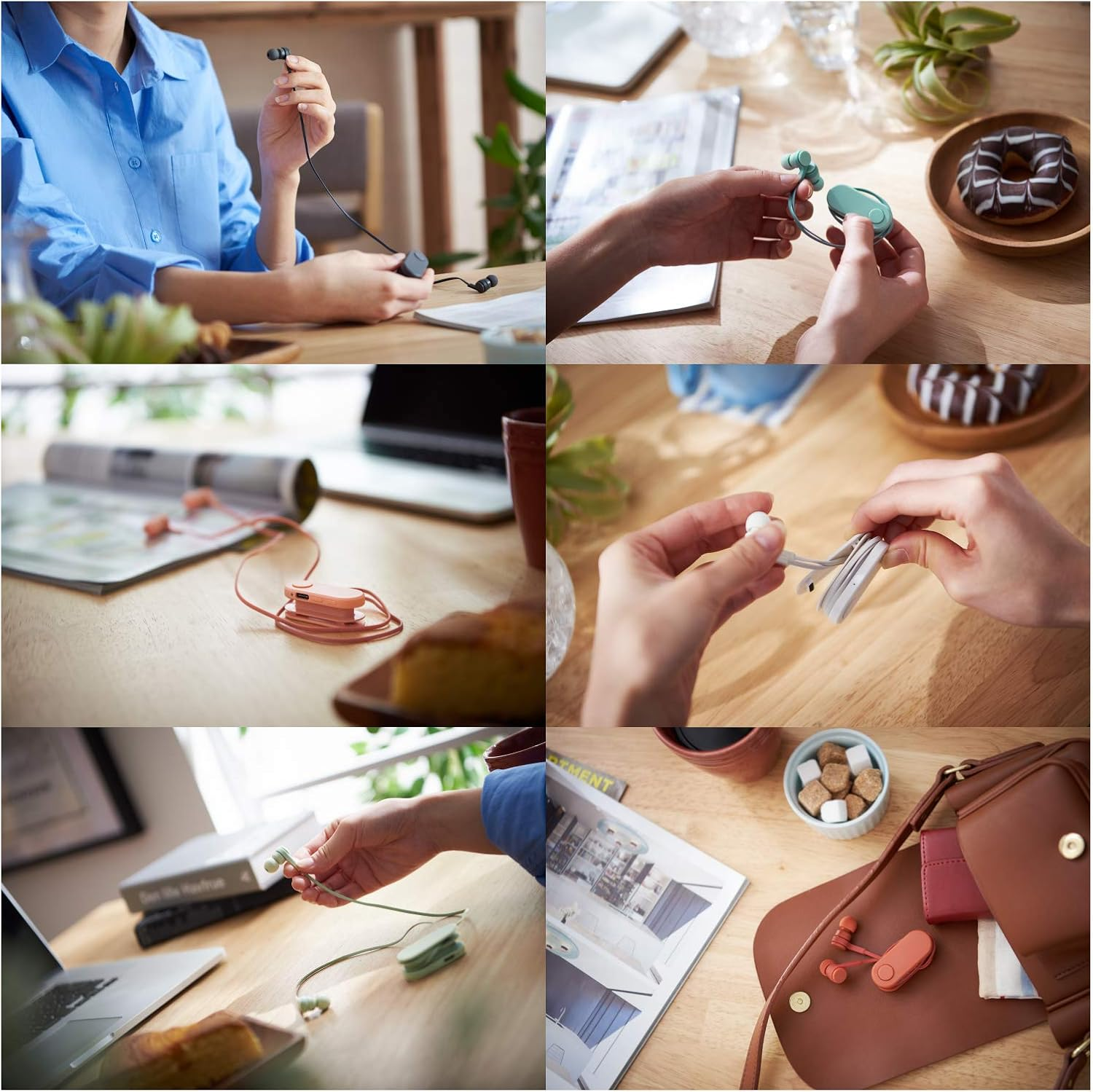 Elecom LBT-HPC17BK Wireless Earphones, Bluetooth Bund Wind-Up Type, Clip Included, Smoke Black - Frosted Red image number 5