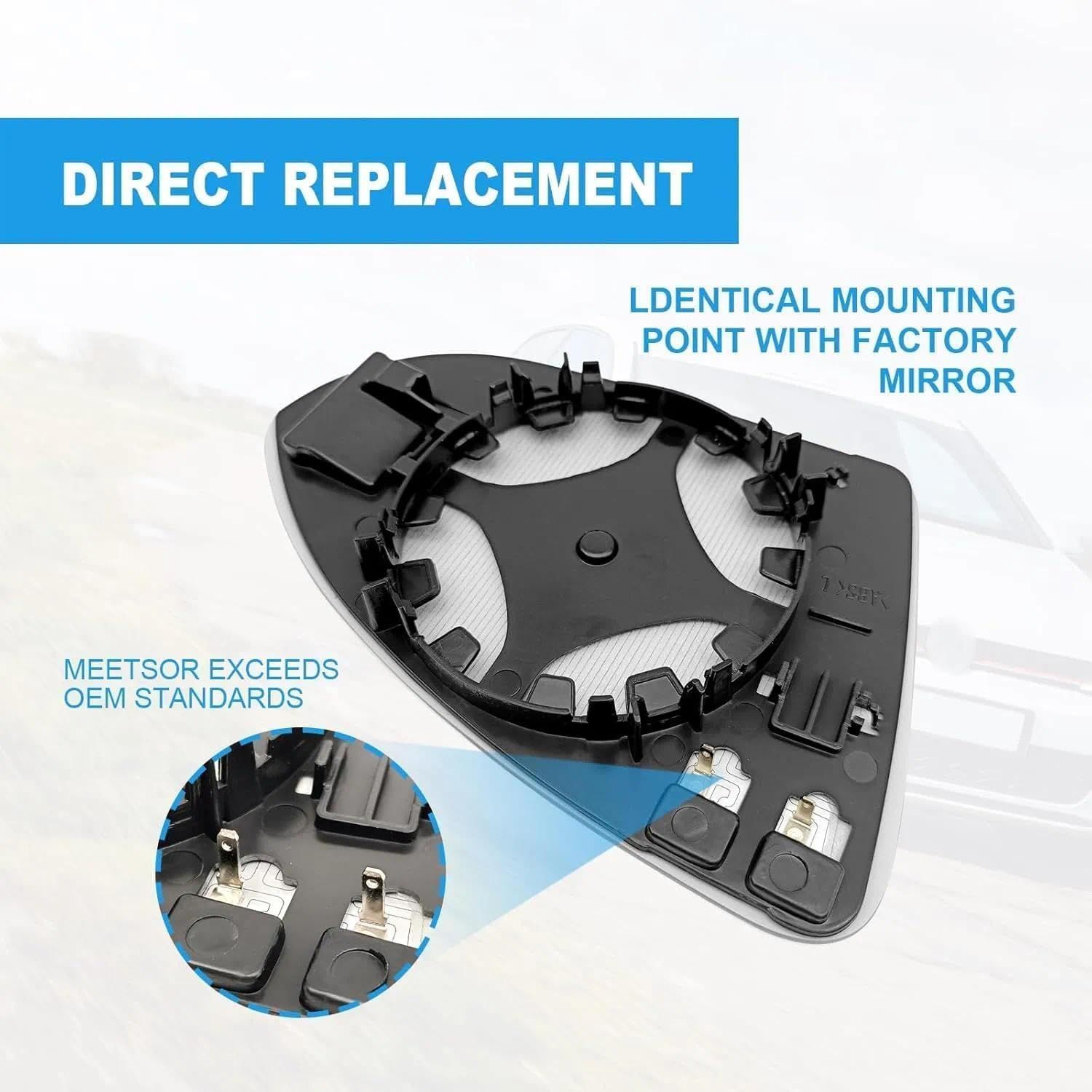 Left Heated Side Mirror Glass, Compatible with Volkswagen Golf, GTI, Jetta, R, and More, Heated Function for Clear Vision, Easy Installation image number 3